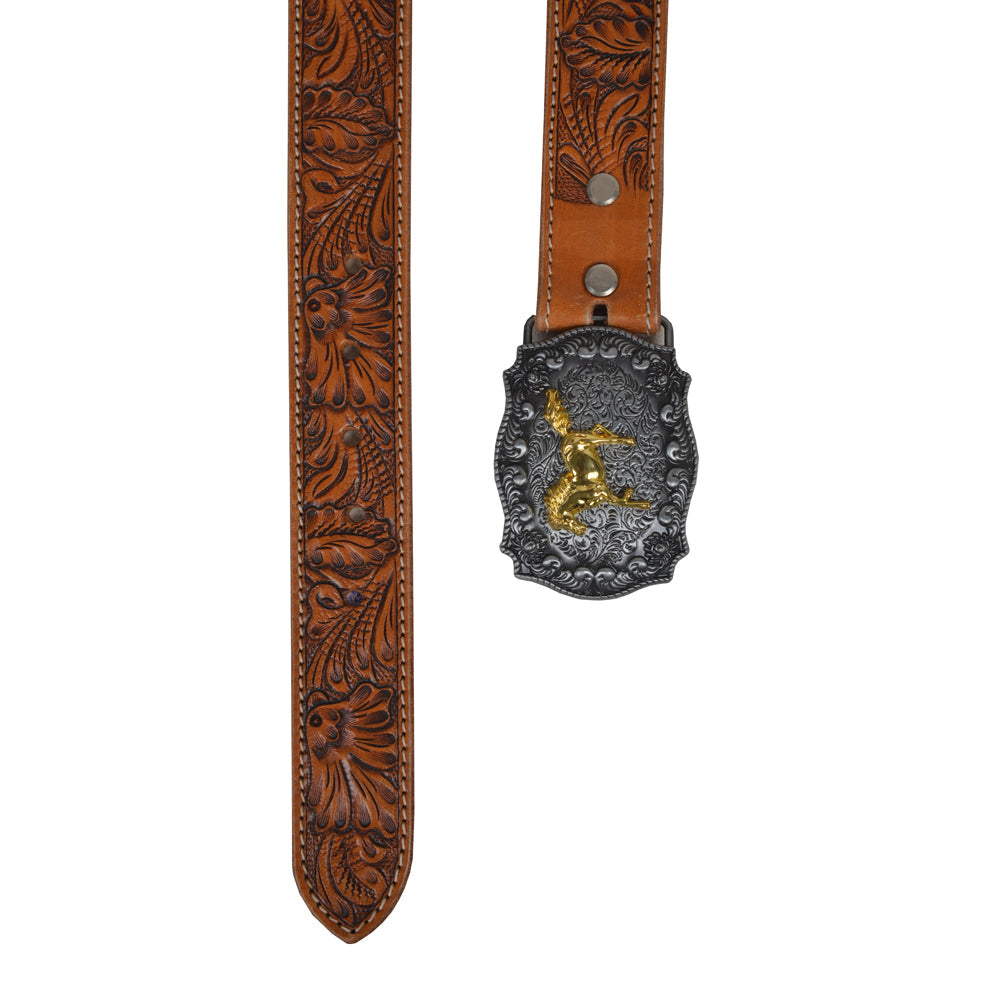 Brisk Leaves Hand-Tooled Leather Women's Belt