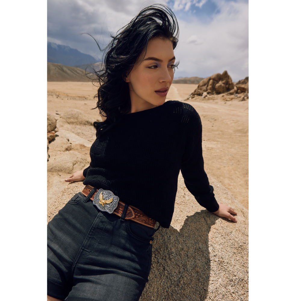 Vines Hand-Tooled Leather Women's Belt