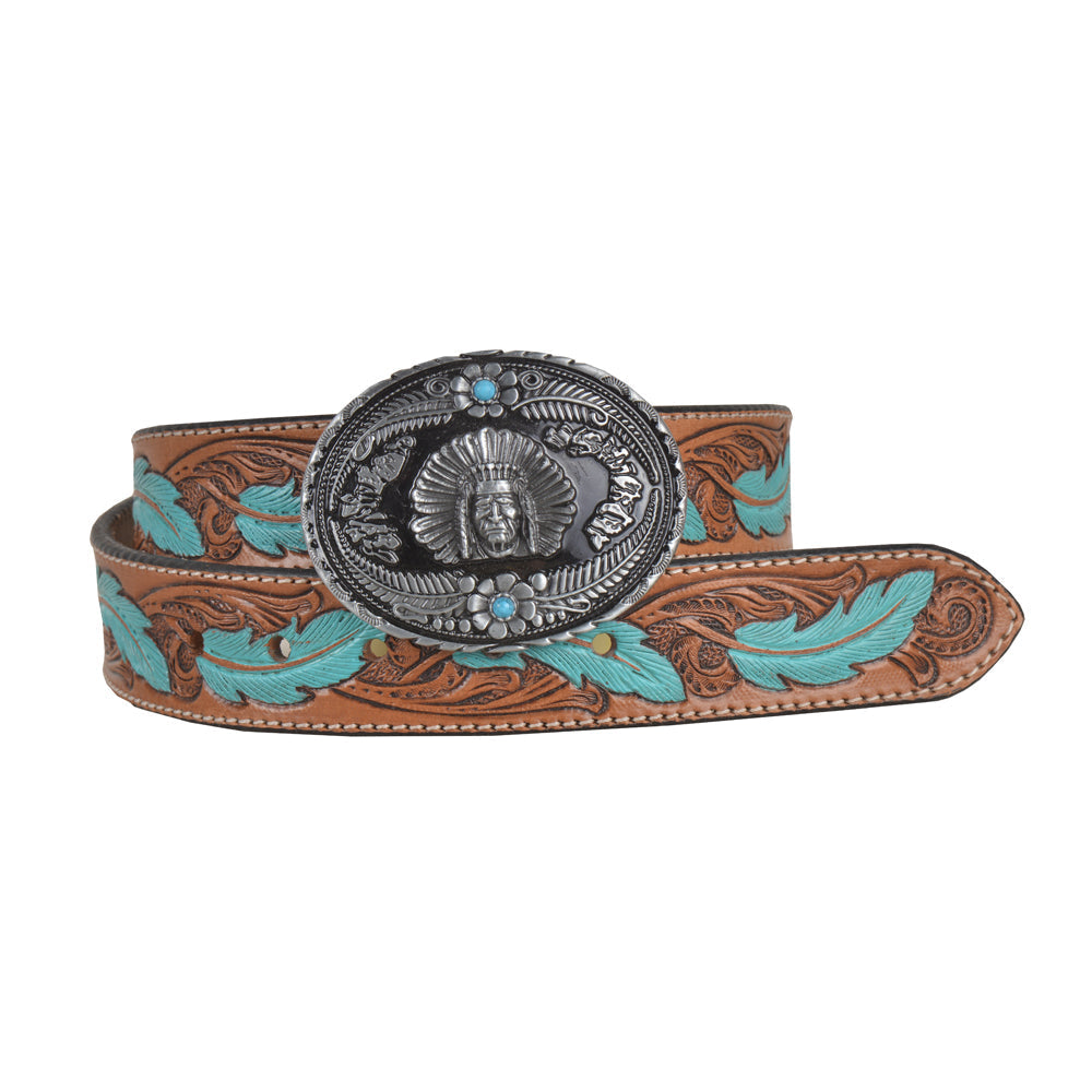 Radianite Hand-Tooled Leather Womens's Belt
