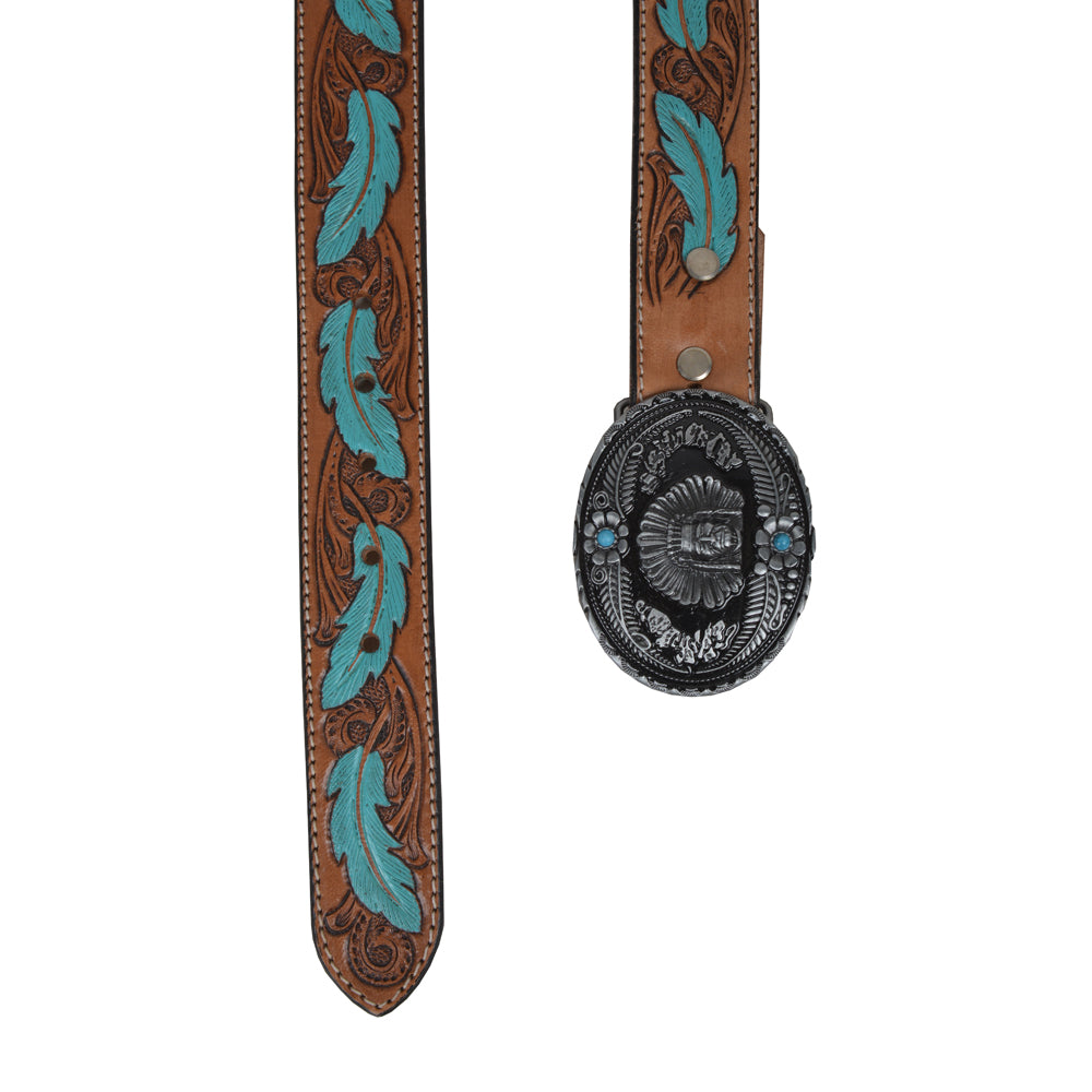 Radianite Hand-Tooled Leather Womens's Belt