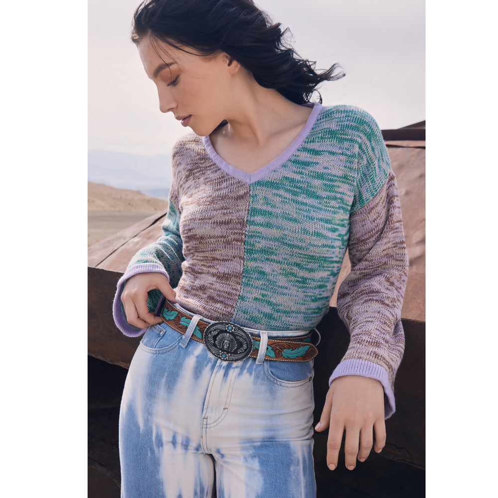 Radianite Hand-Tooled Leather Womens's Belt