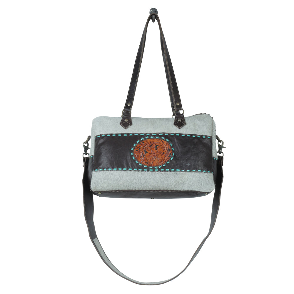 Turquoise edges Hand-Tooled Bag