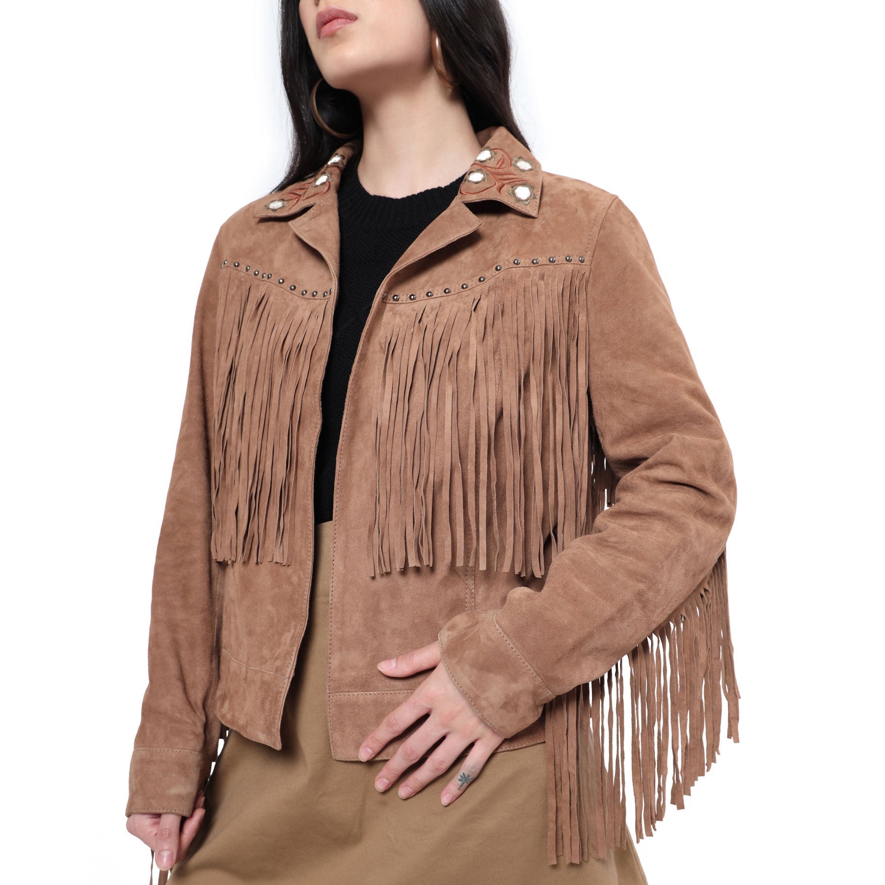 Fringe Embroidered LEATHER Jacket