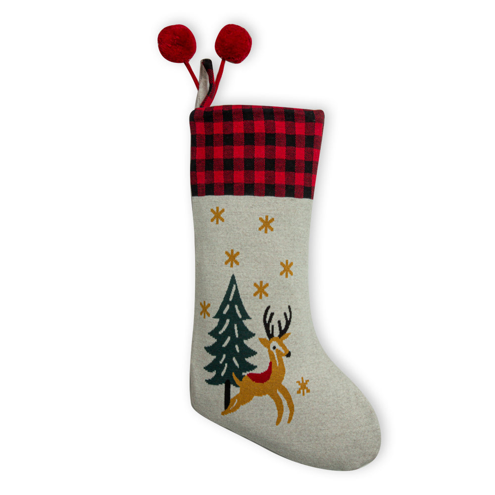 Plaid Top Prancing Deer Stocking