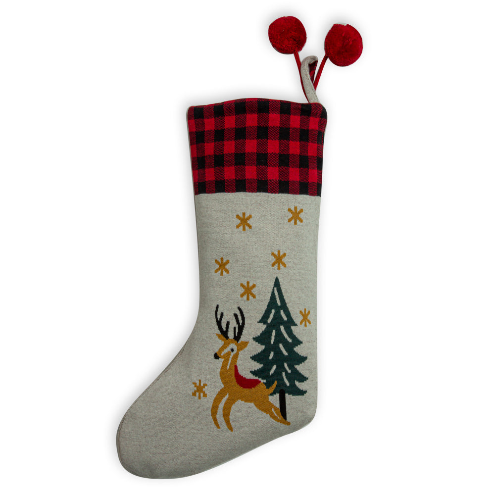 Plaid Top Prancing Deer Stocking