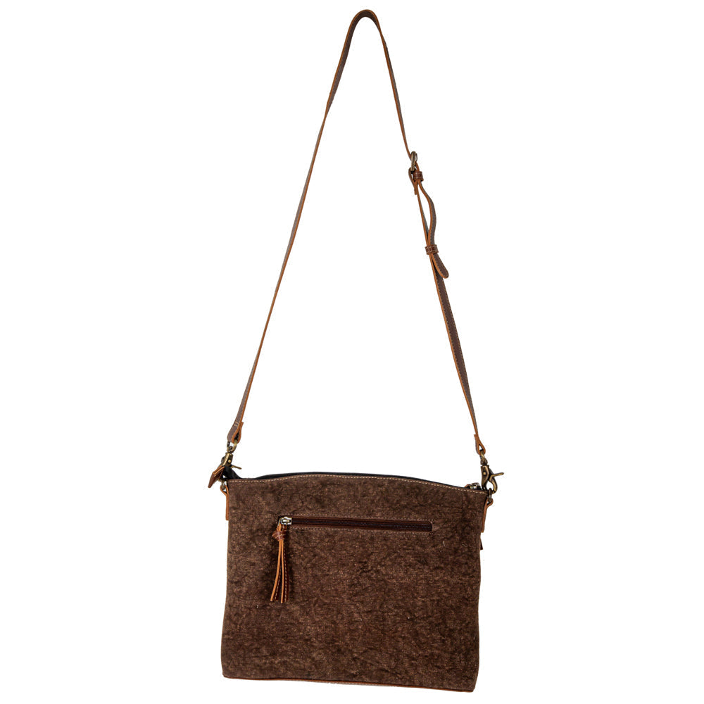 Clara Mae Hand-Tooled Accent Canvas Hairon Bag
