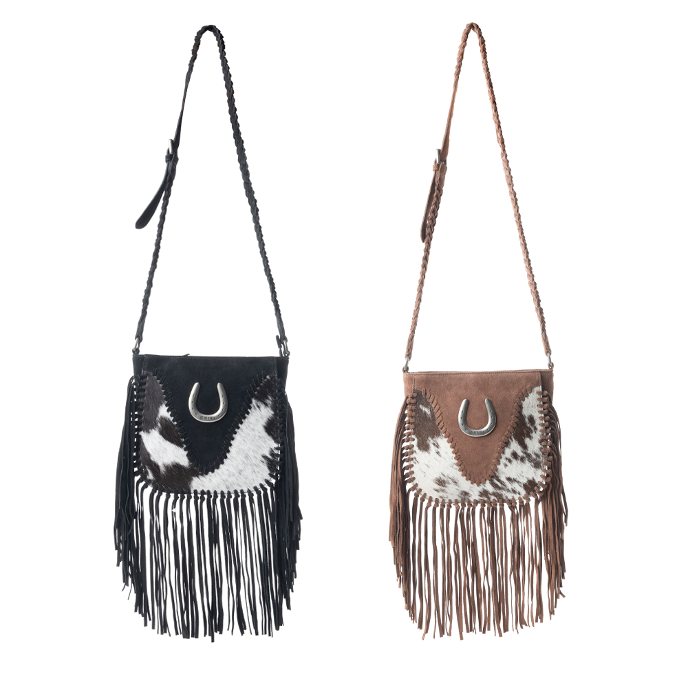 Mustang's Luck Leather And Hairon Bag In Black & White