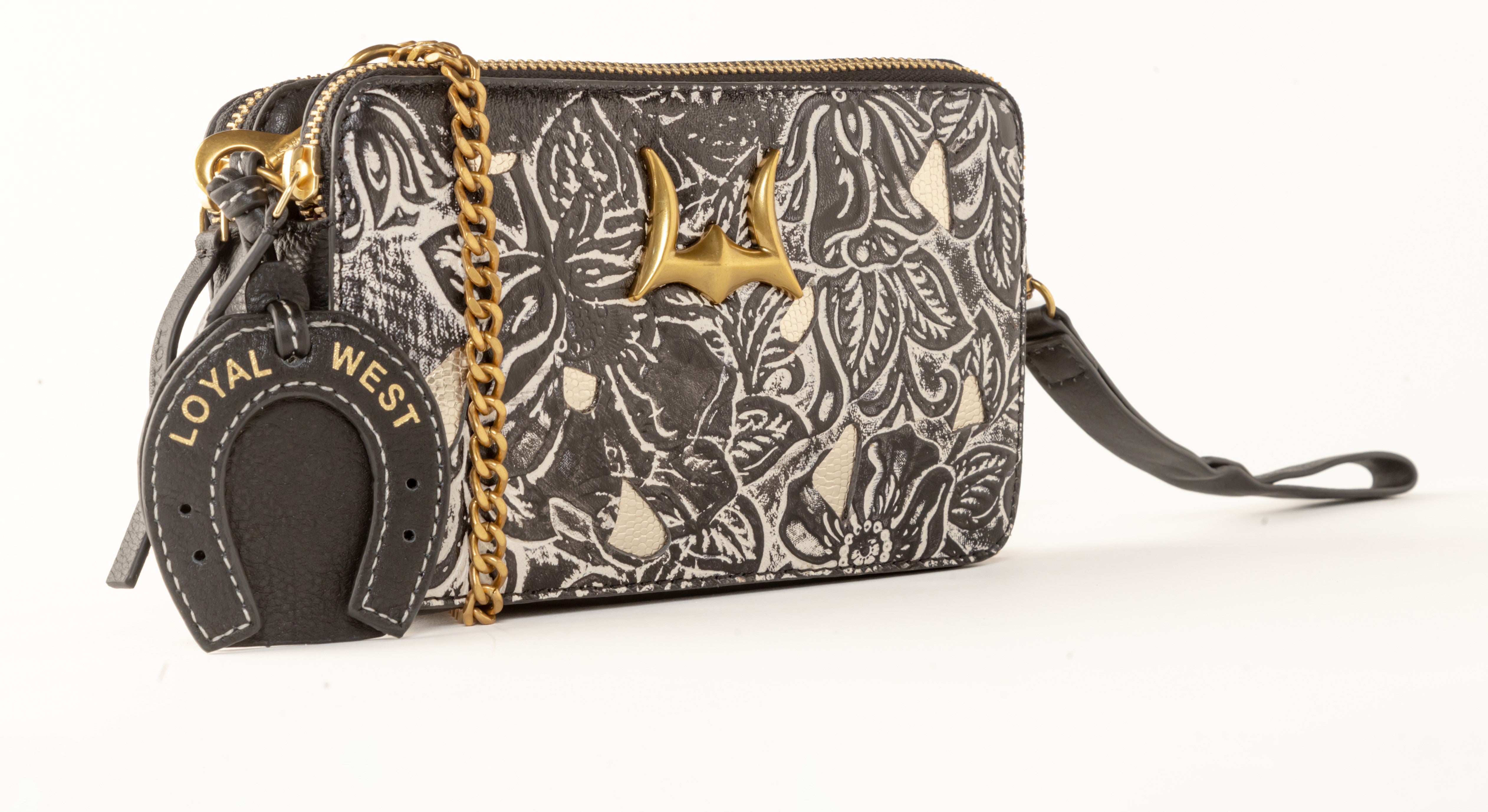 Shell Mini Purse Black Floral