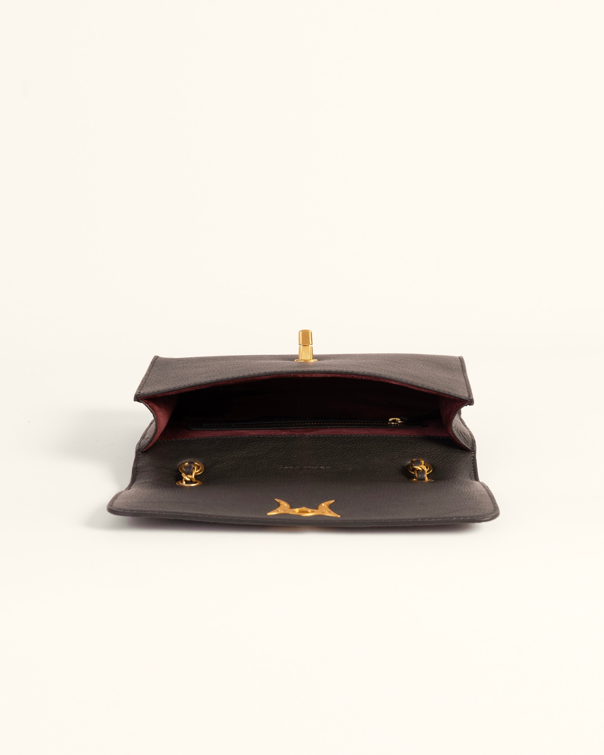 Savi Small Embossed & Grained Leather Bag - Charcoal