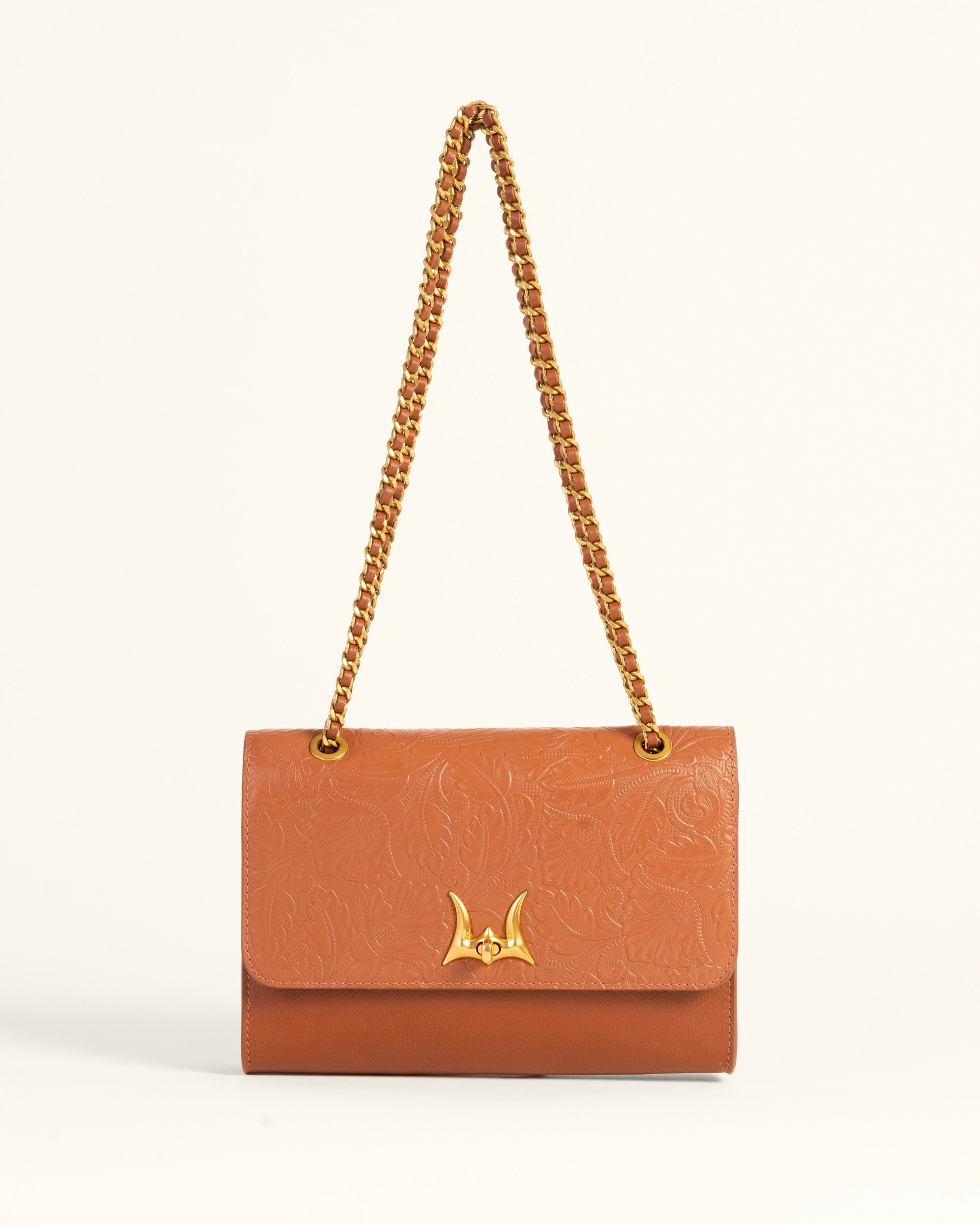 Savi Small Embossed Leather Bag - Amber Glow