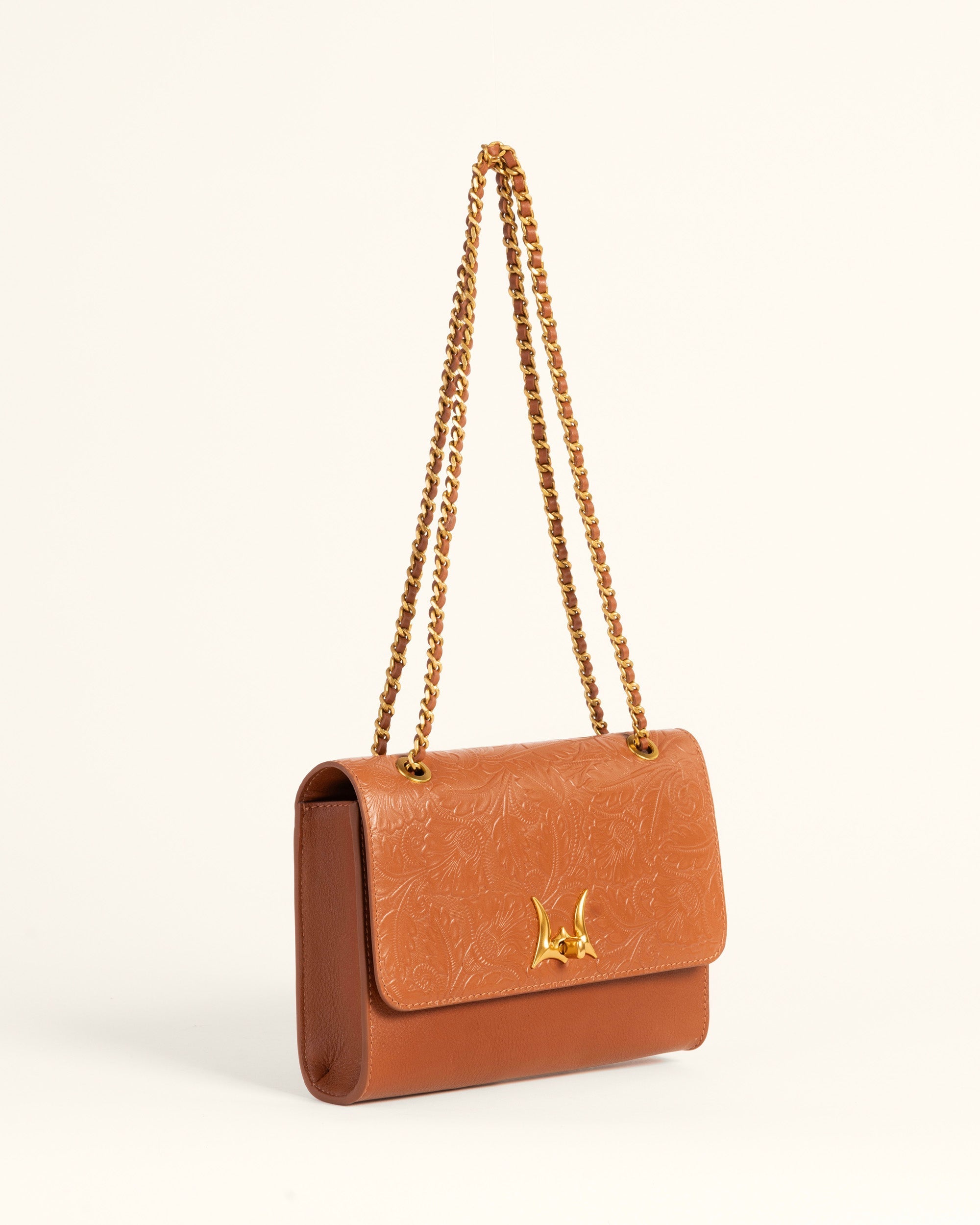 Savi Small Embossed Leather Bag - Amber Glow