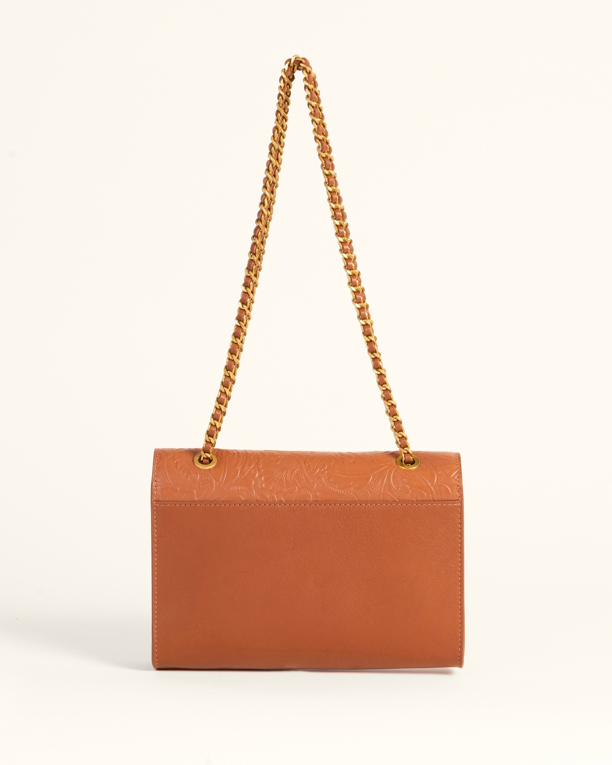 Savi Small Embossed Leather Bag - Amber Glow