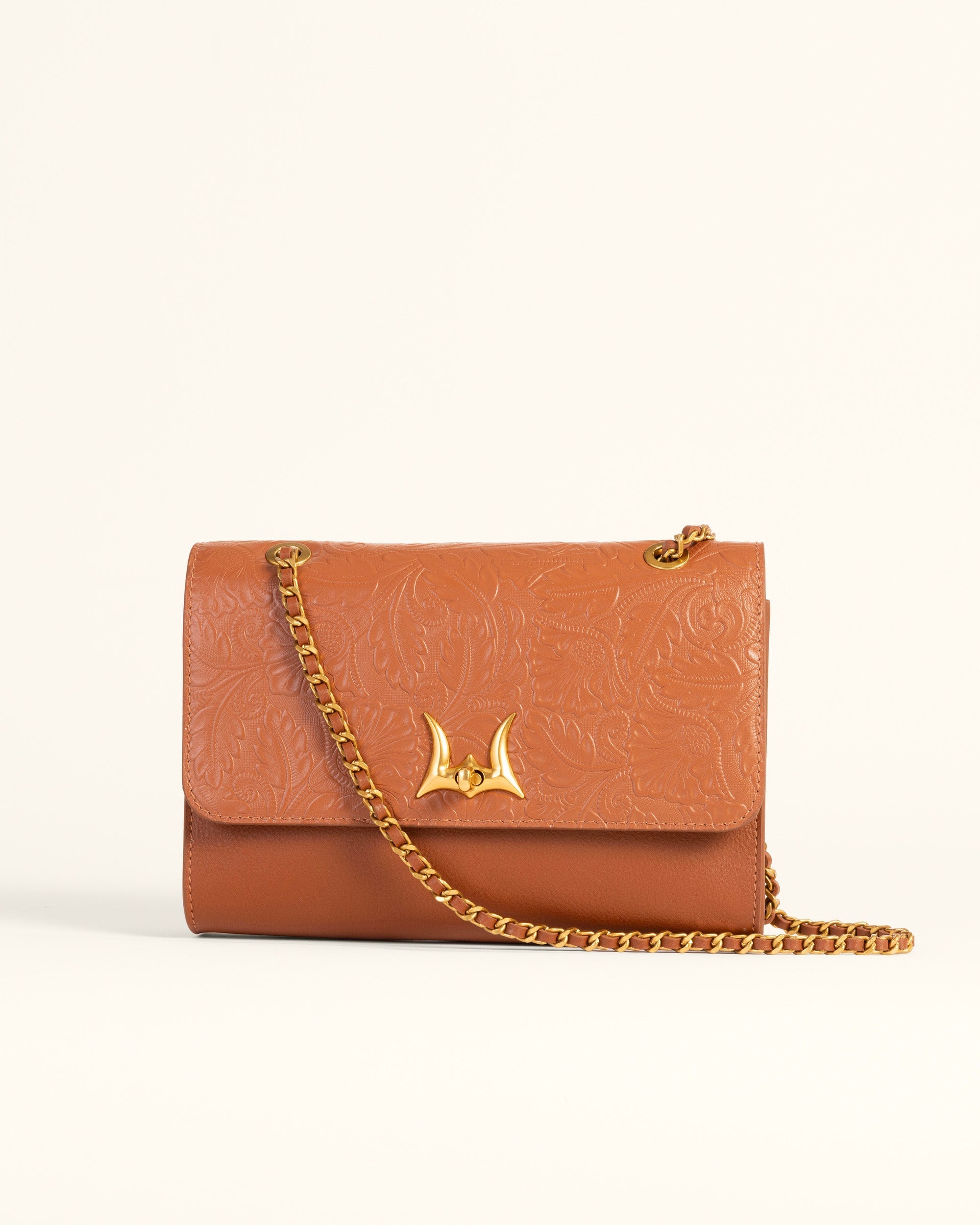 Savi Small Embossed Leather Bag - Amber Glow
