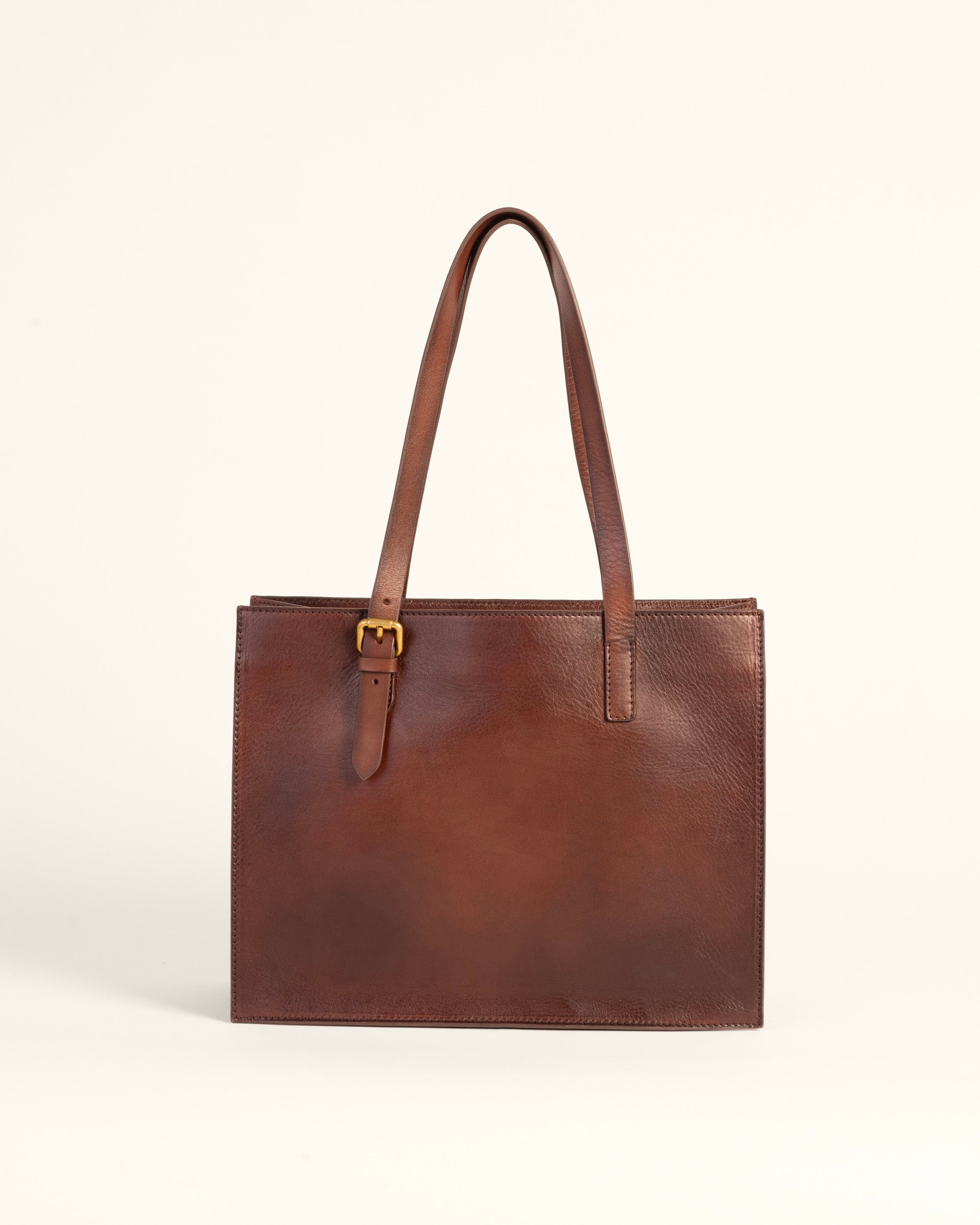 Mivva Handtooled Medium Bag - Brunette Leather