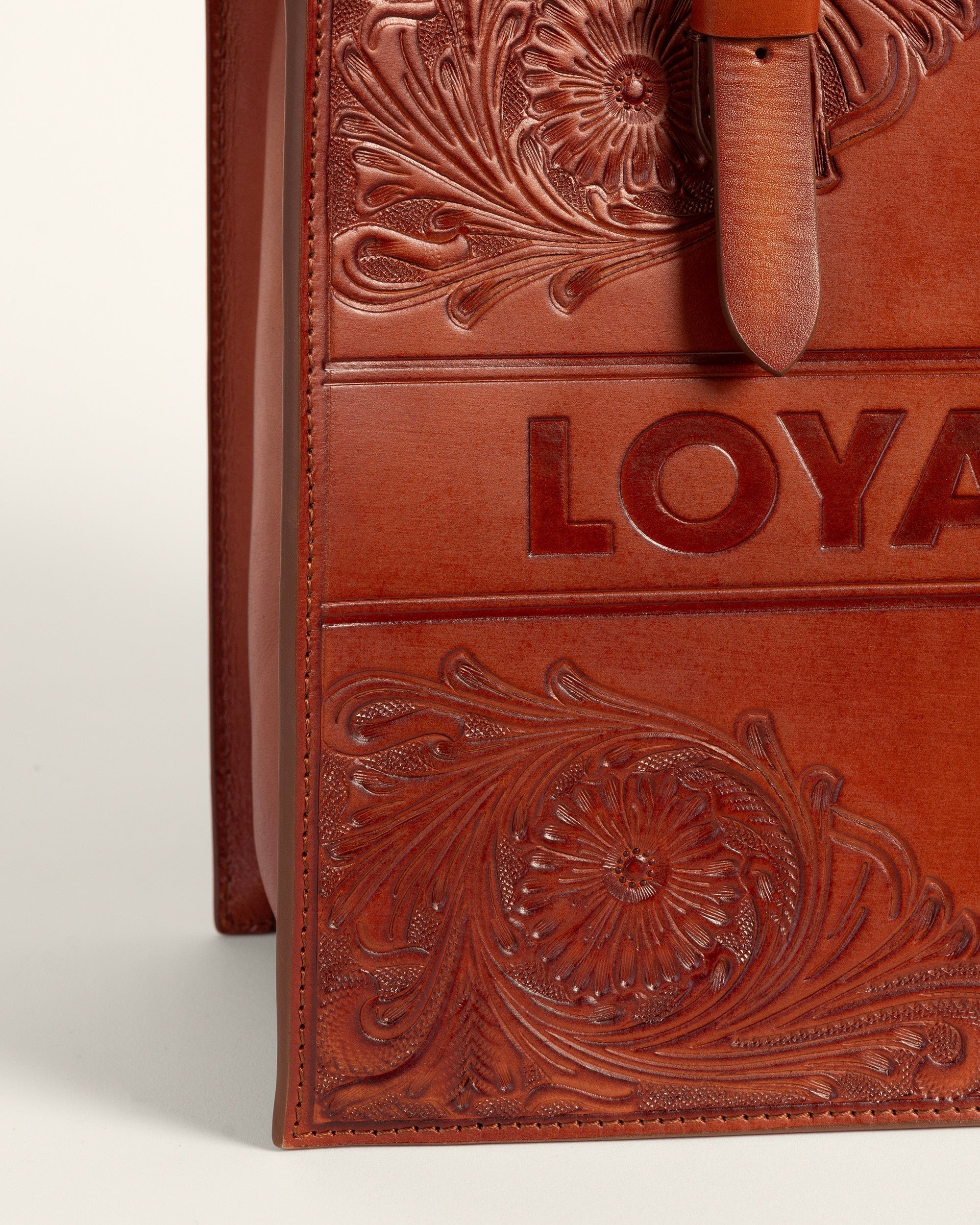 Mivva Handtooled Medium Bag - Soft Walnut Leather