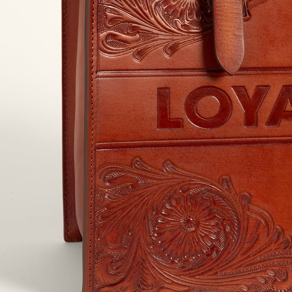 Mivva Handtooled Medium Bag - Soft Walnut Leather