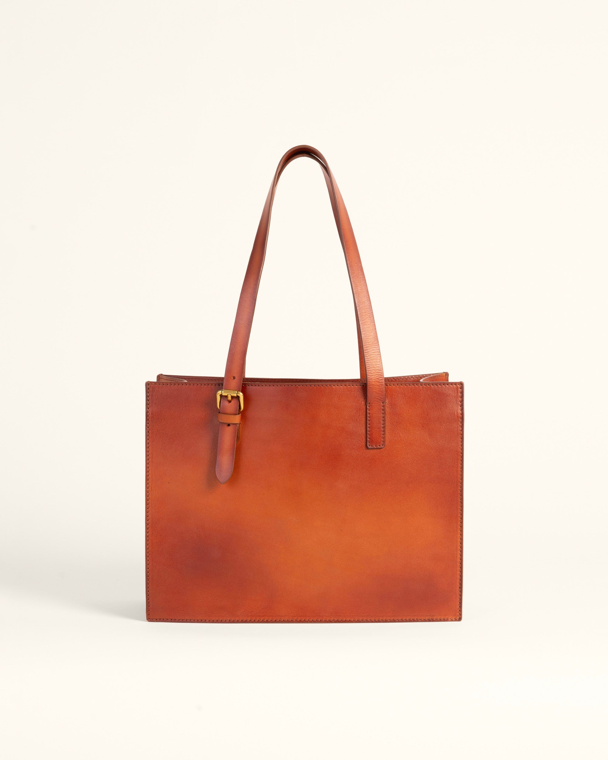 Mivva Handtooled Medium Bag - Soft Walnut Leather