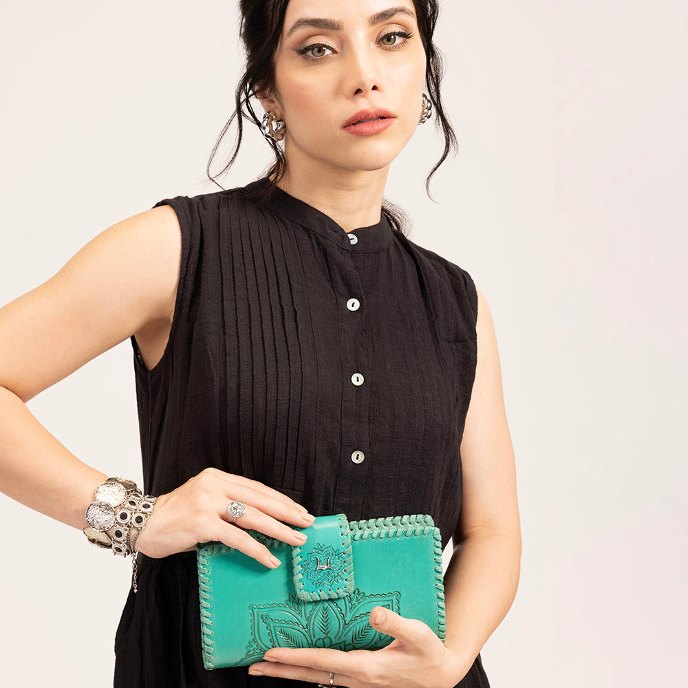 Desert Lotus Wallet - Turquoise