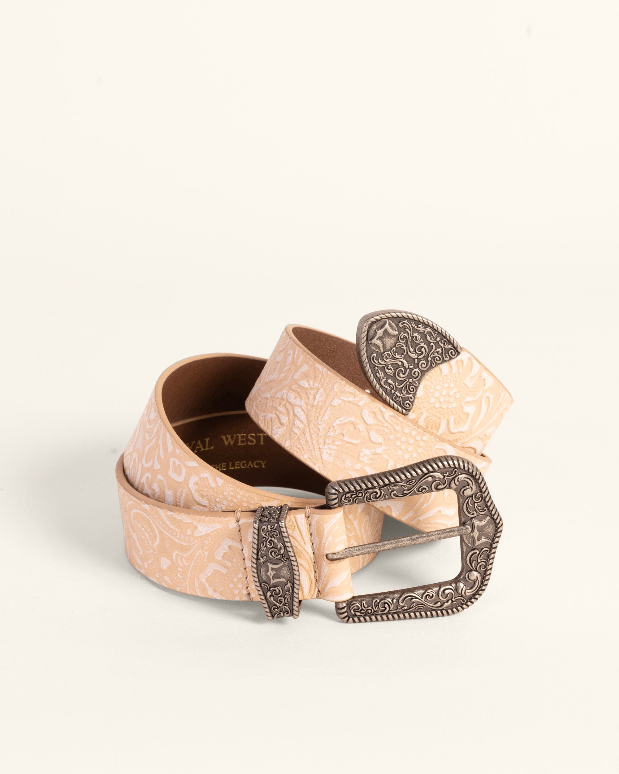 Sophia Belt - Beige Floral Leather