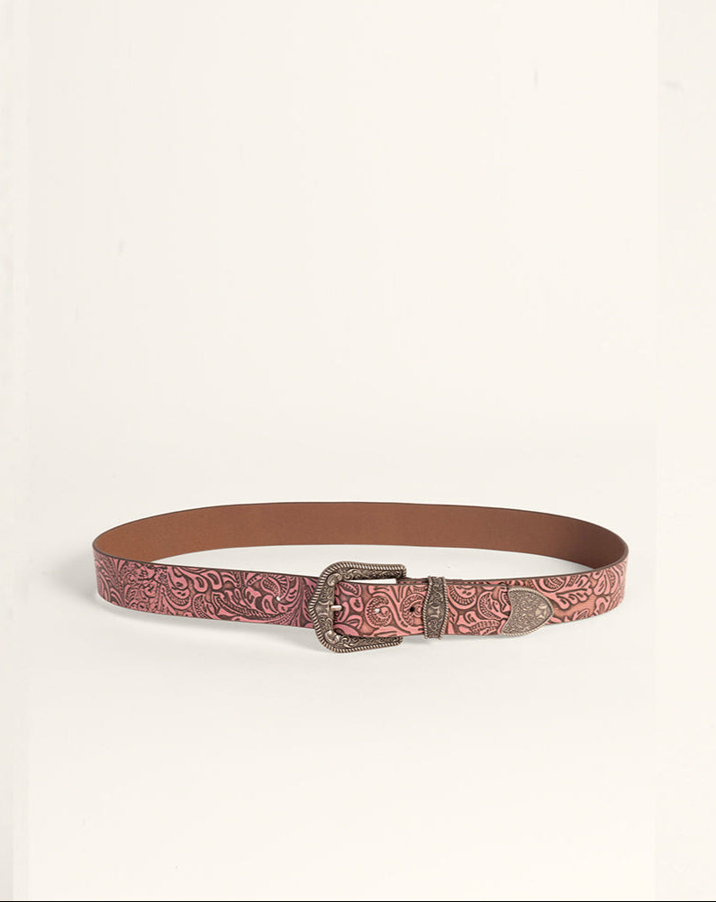 Sophia Belt-Pink Floral Leather