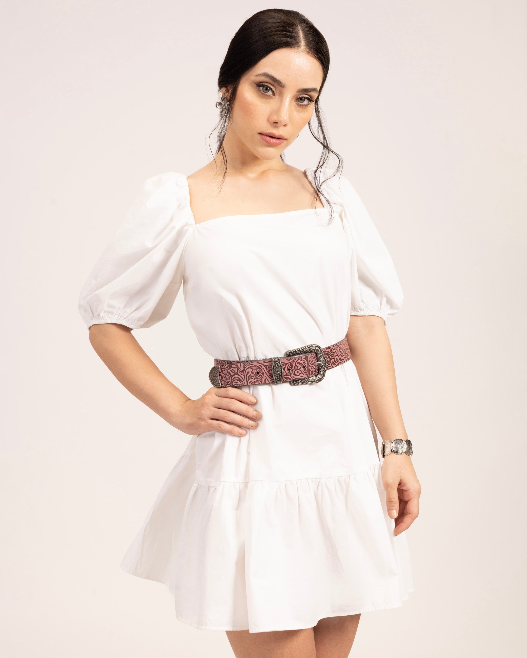 Sophia Belt-Pink Floral Leather