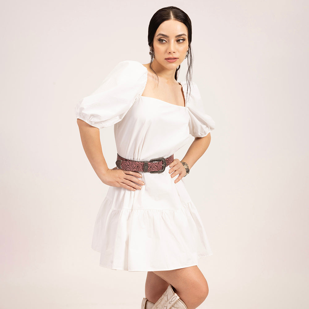 Sophia Belt-Pink Floral Leather