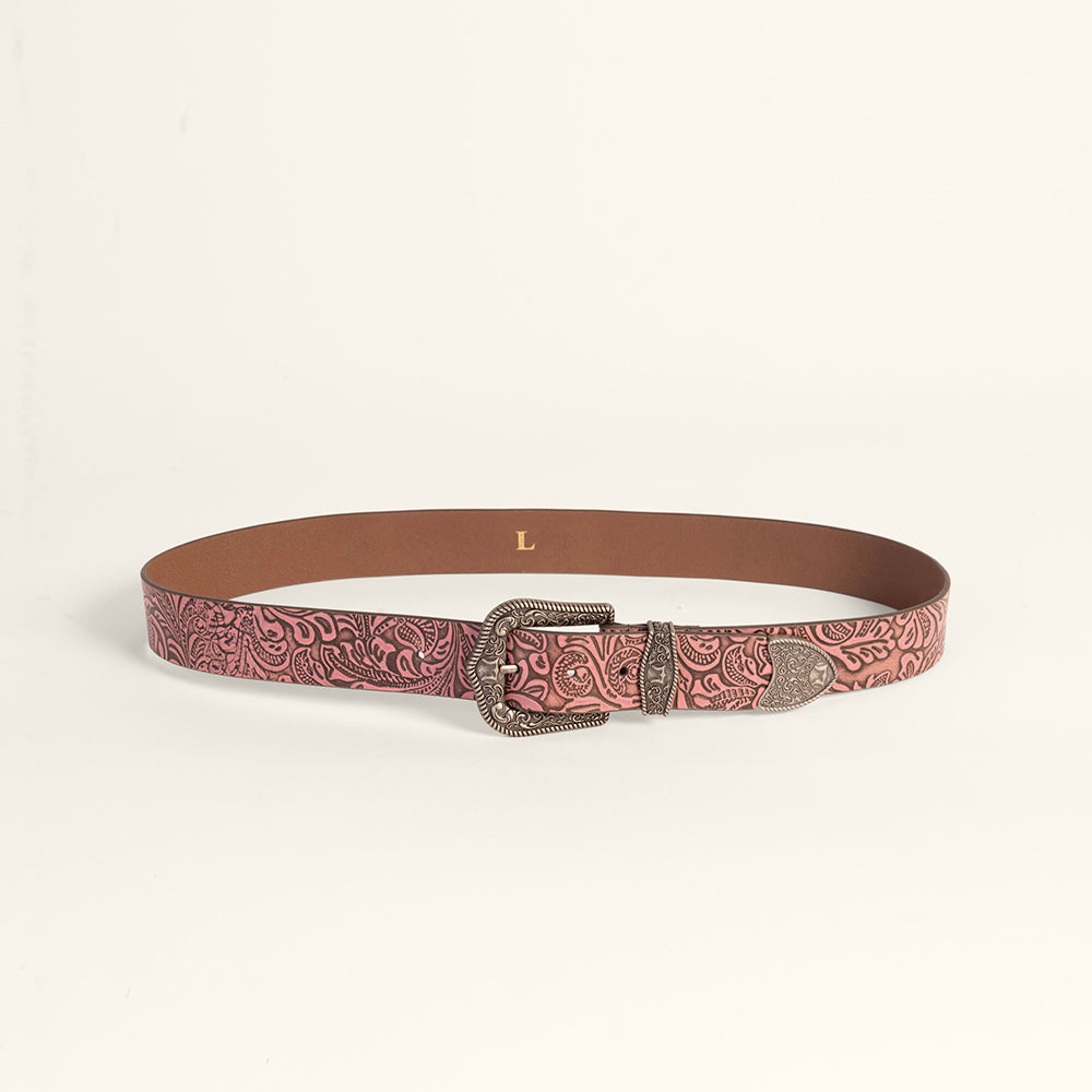 Sophia Belt-Pink Floral Leather