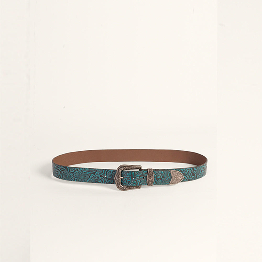Sophia Belt- Turquoise Floral Leather