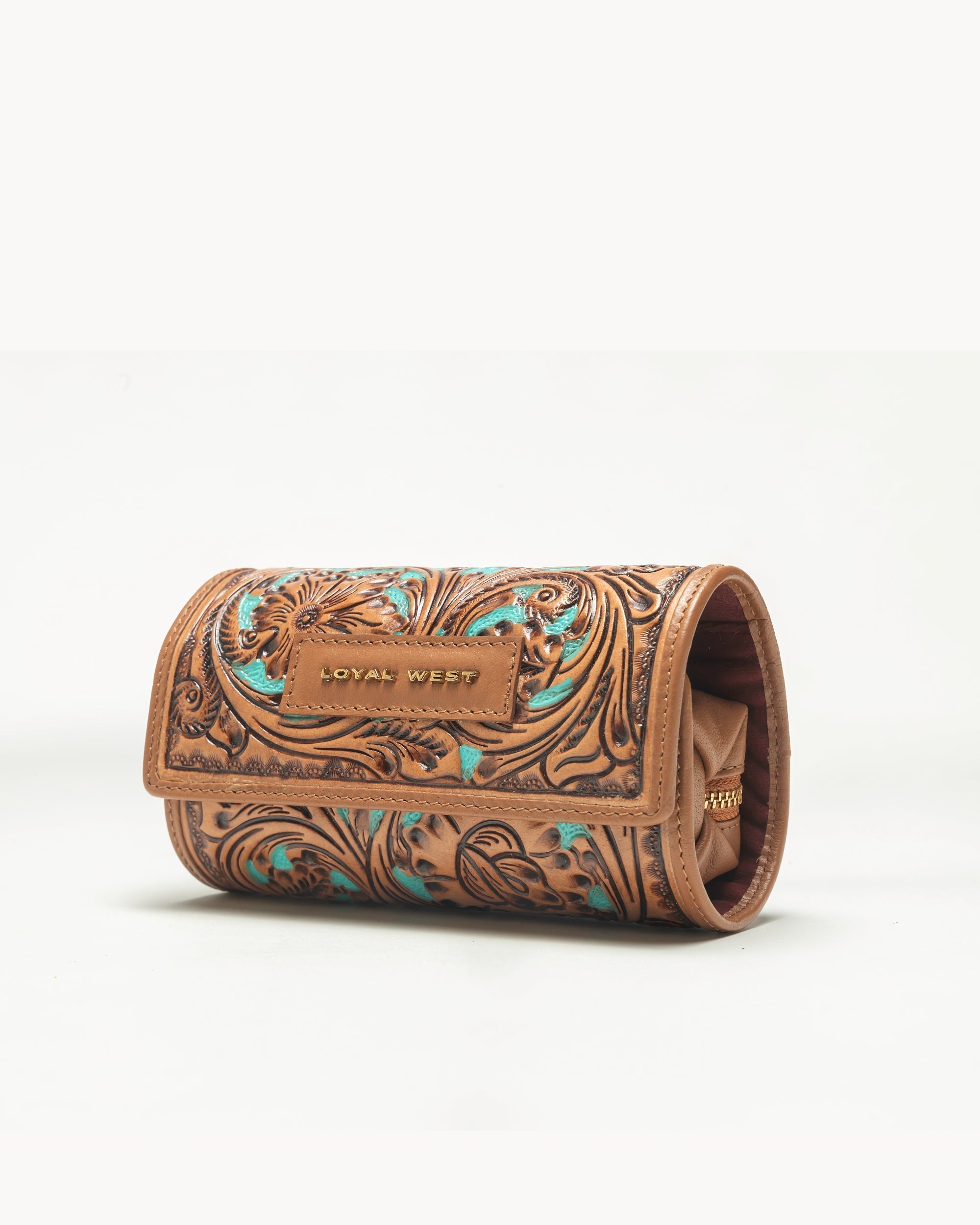 Canyon Jewellery Case Handtooled Leather - Whiskey & Water