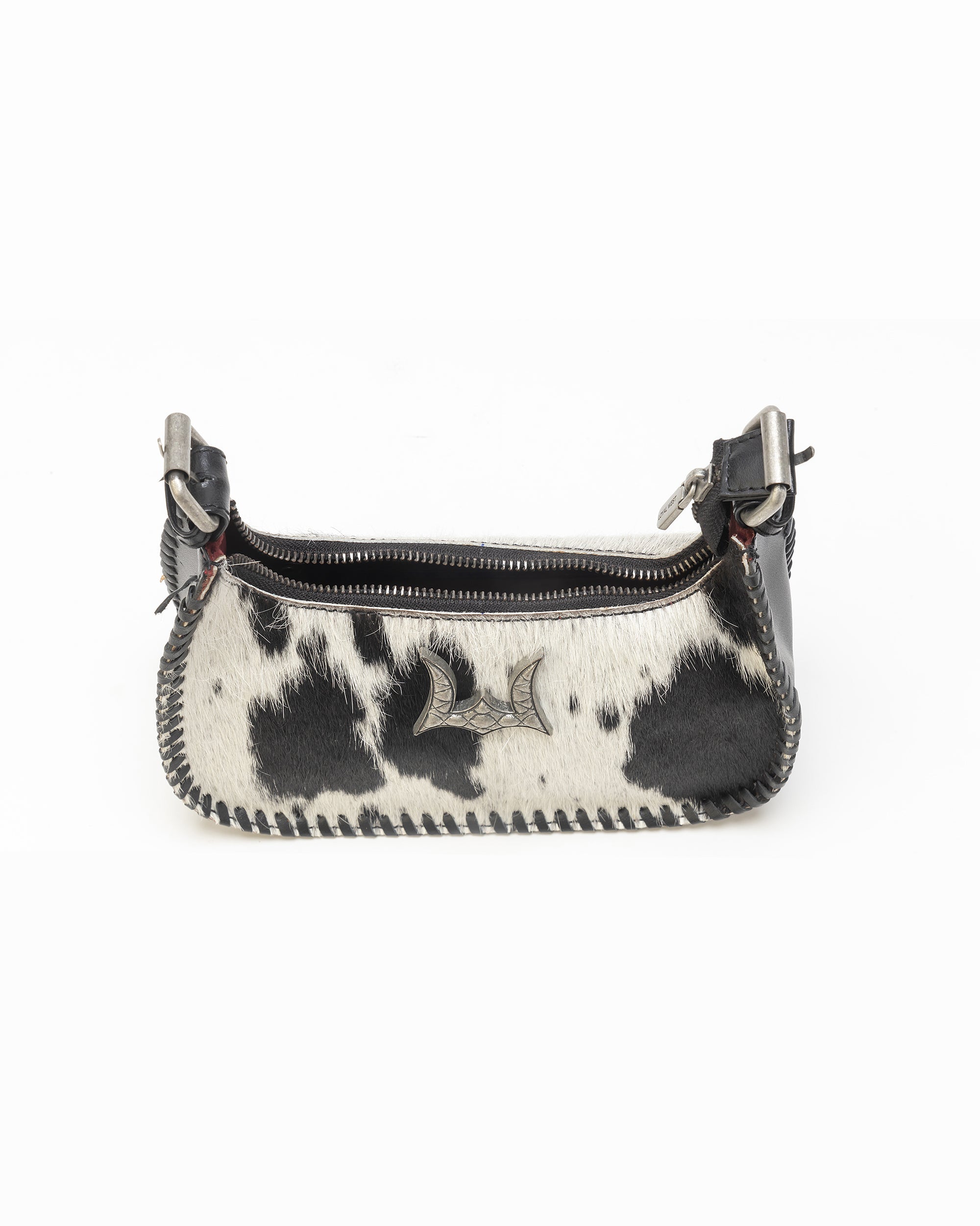 Dannia Medium Purse In Black & White Cowhide