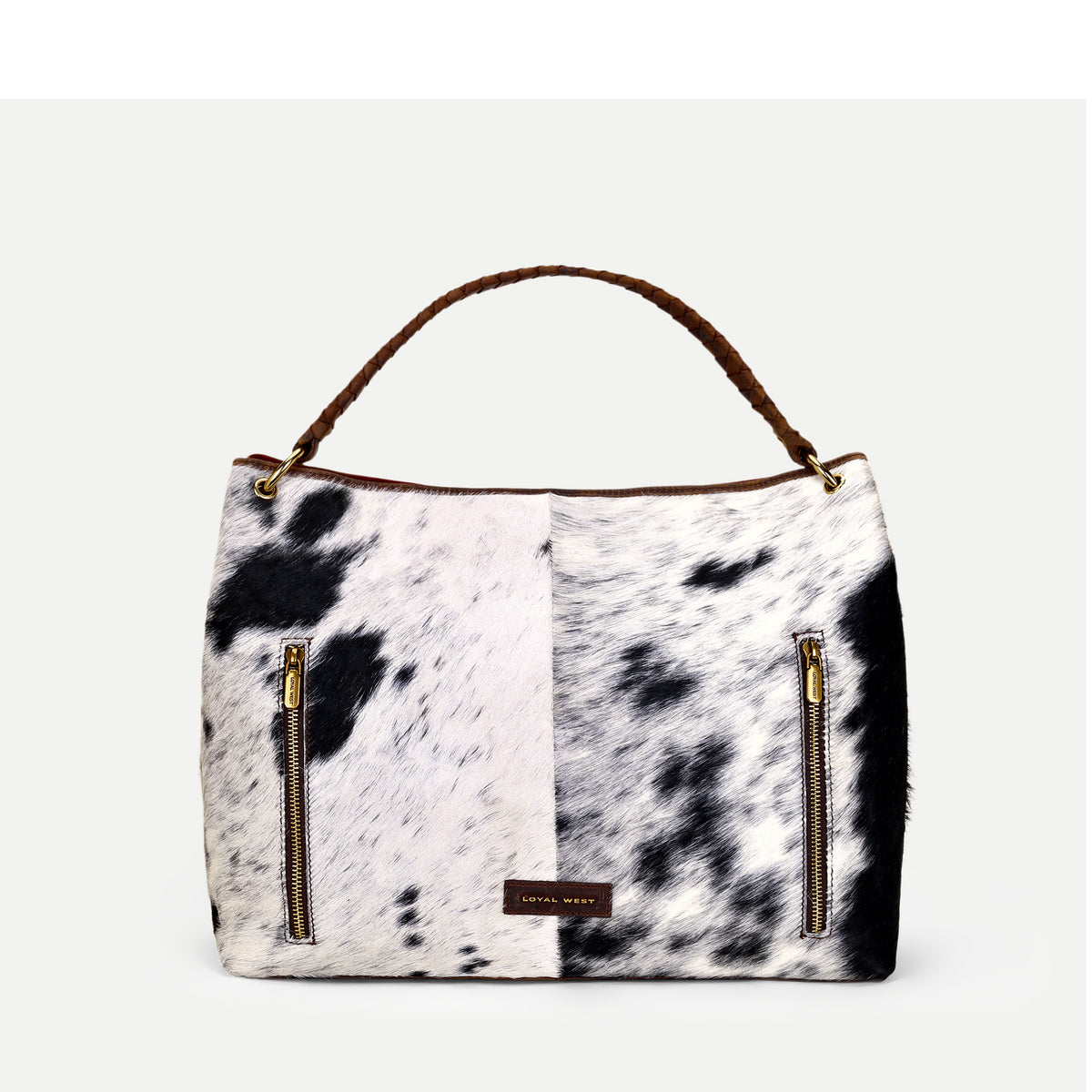 Lw Large Hobo Bag In Black & White Cowhide