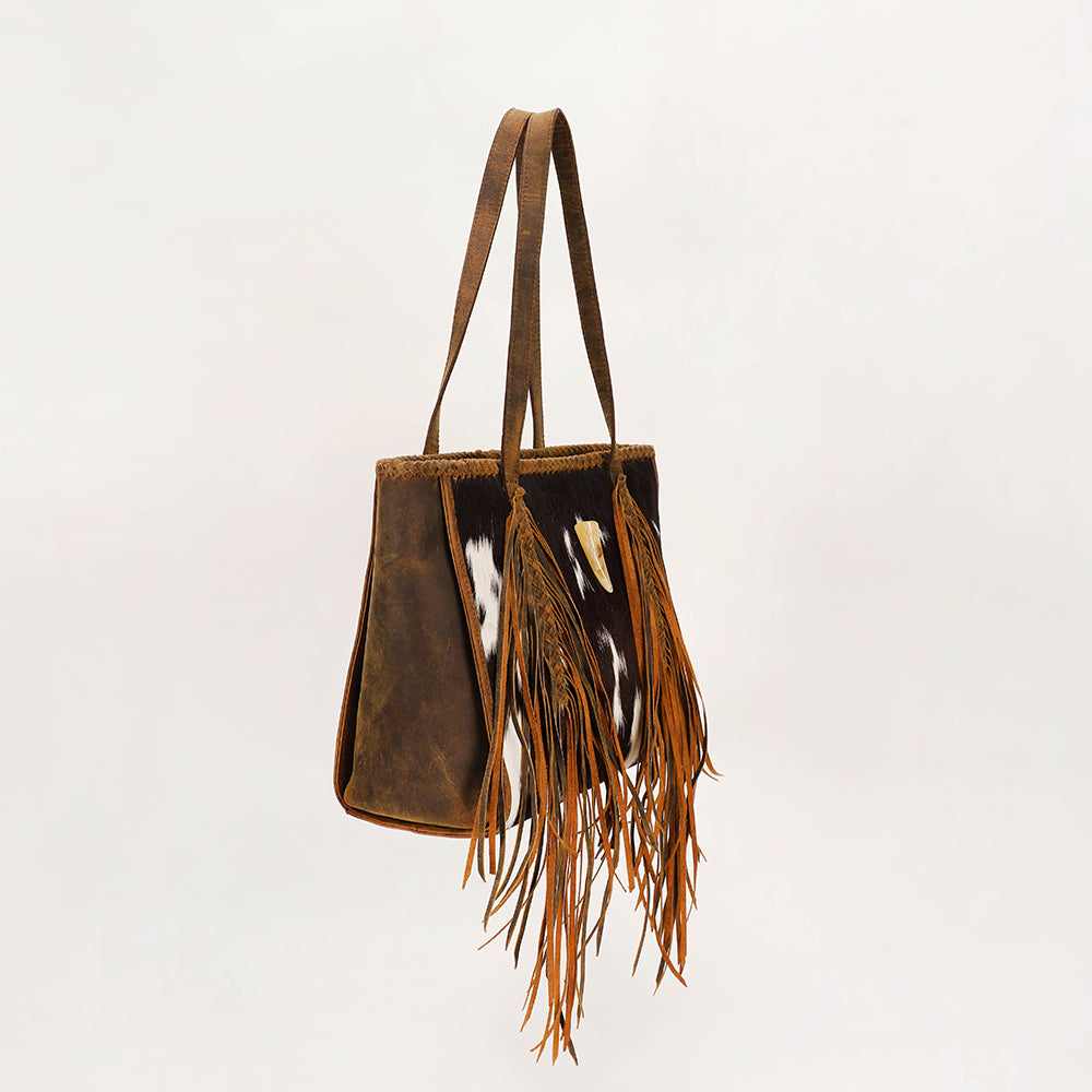 Hide And Fringe Medium Cowhide Purse