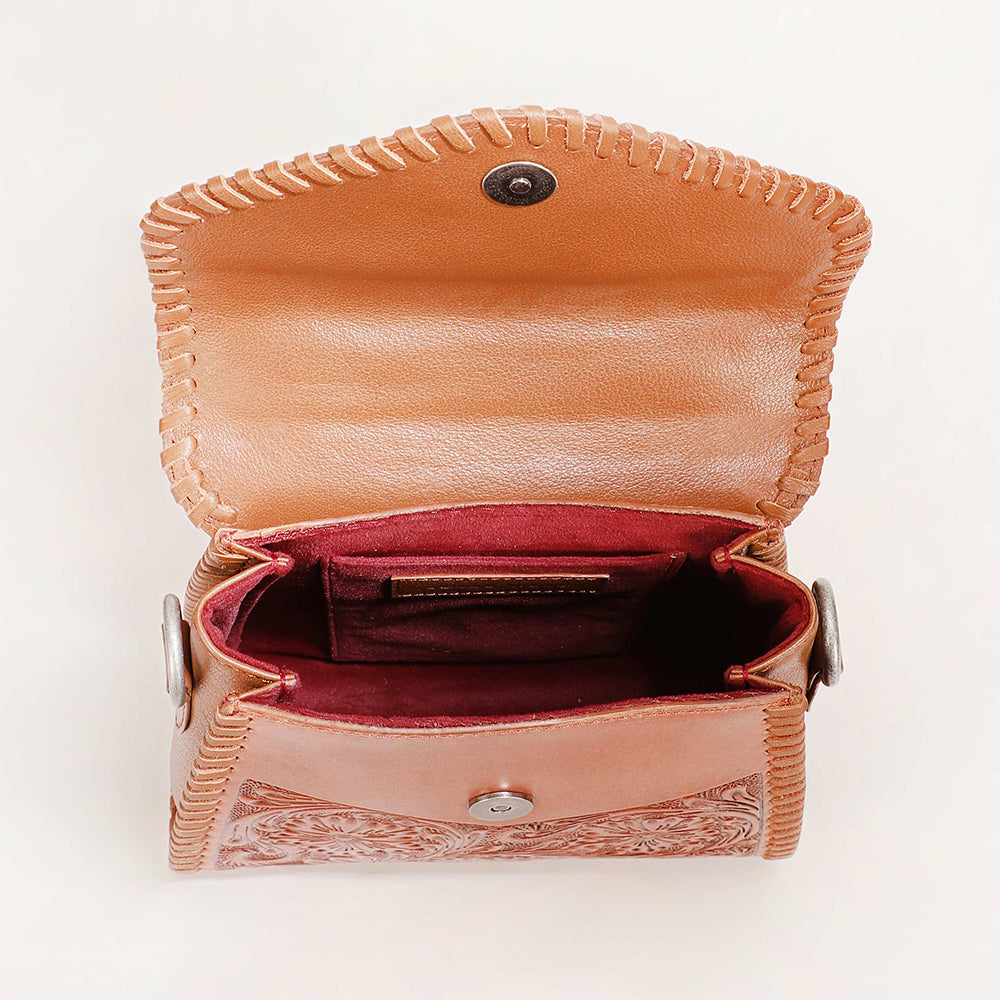 Leon Mini Handle Purse - Brown