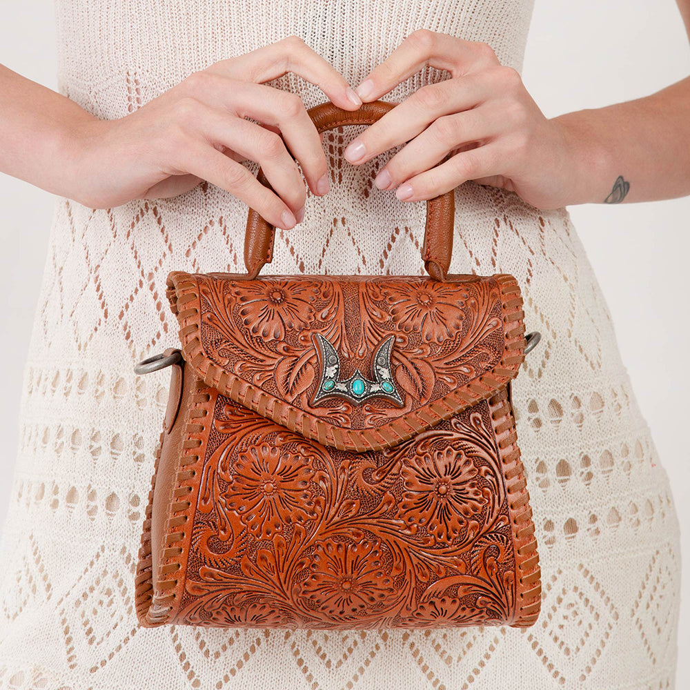 Leon Mini Handle Purse - Brown