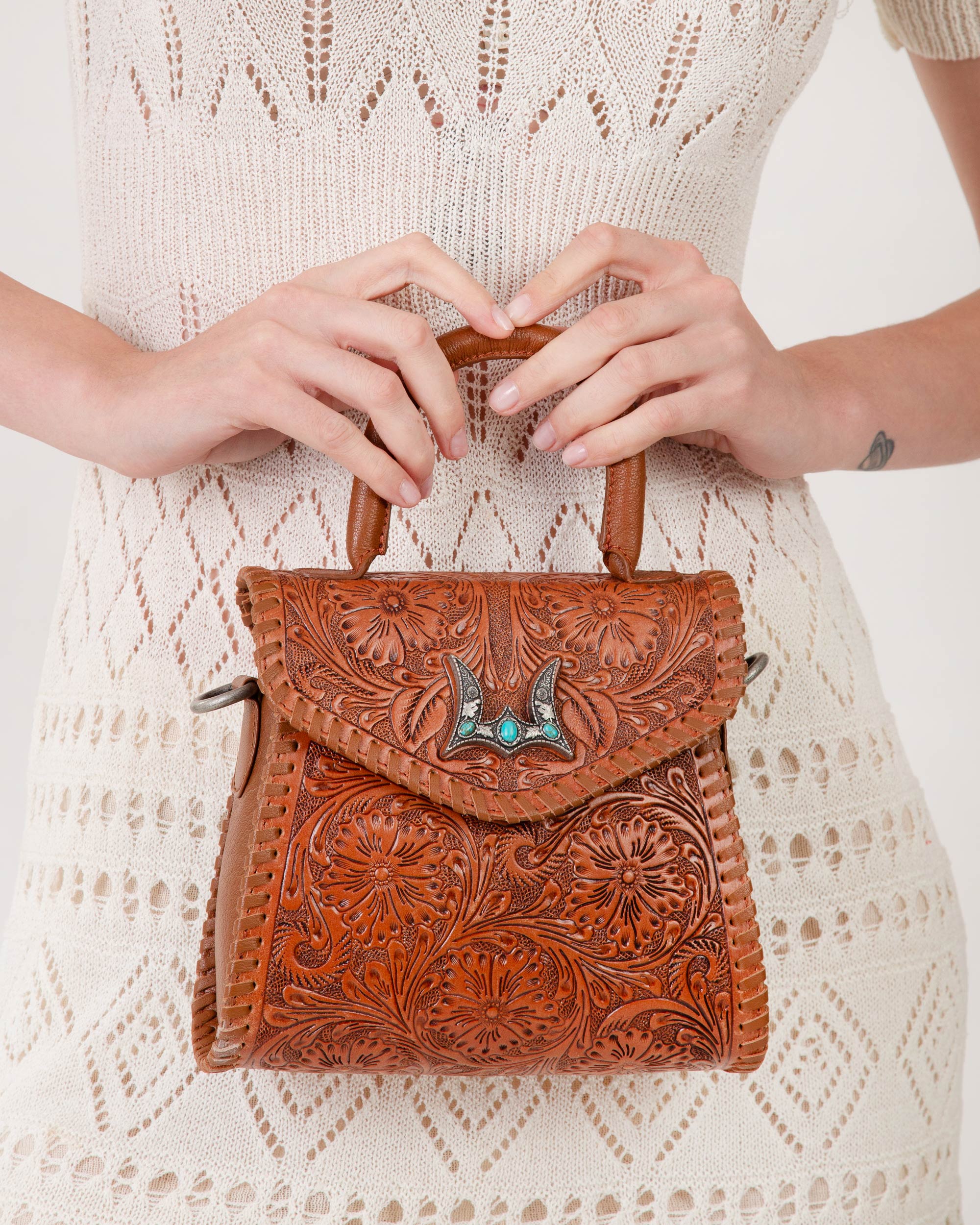 Leon Mini Handle Purse - Brown