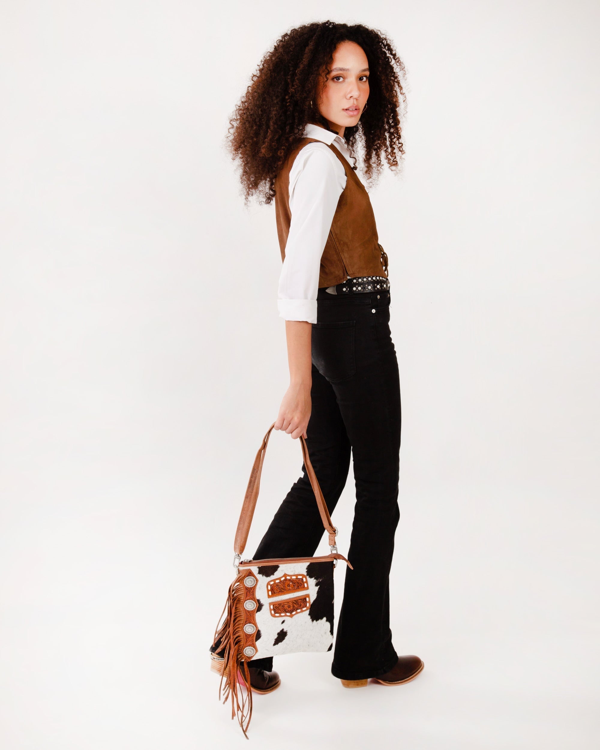 Ranch Queen Cowhide Tassle-Bag