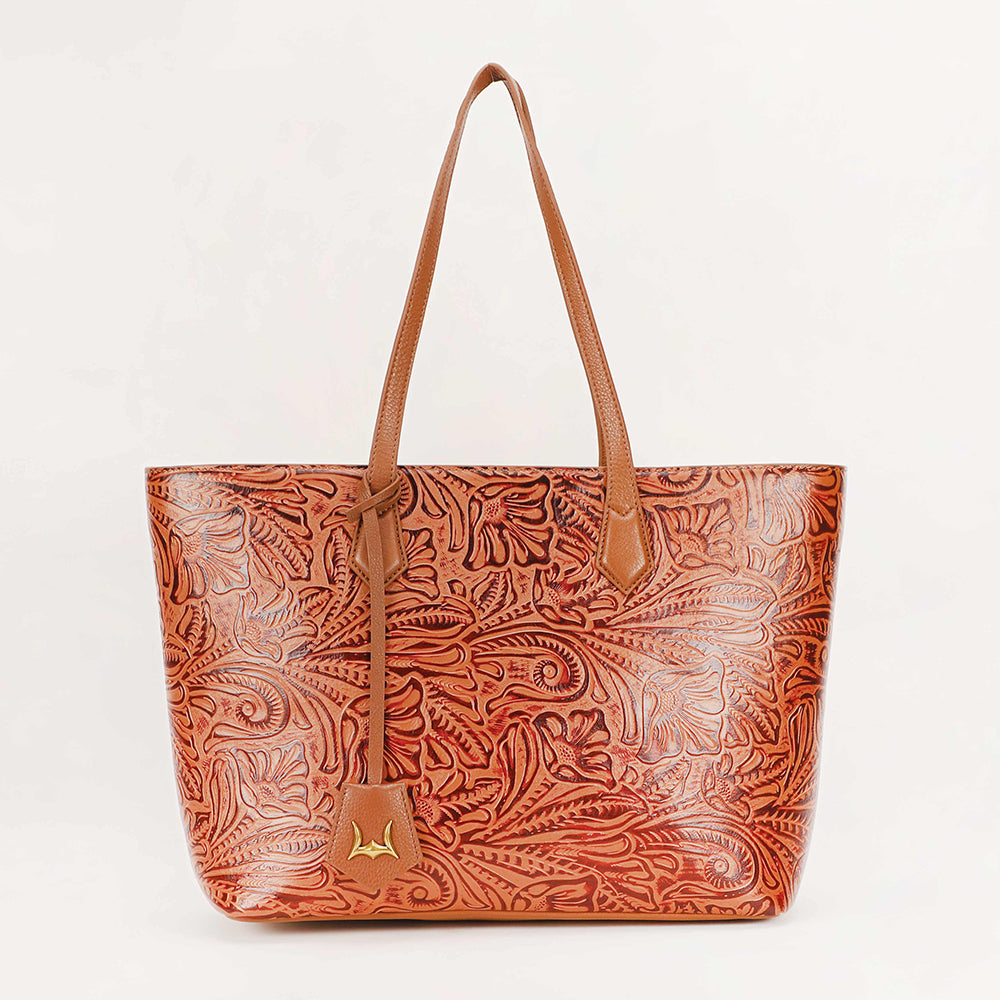 California Poppy Large Bag Brown Floral