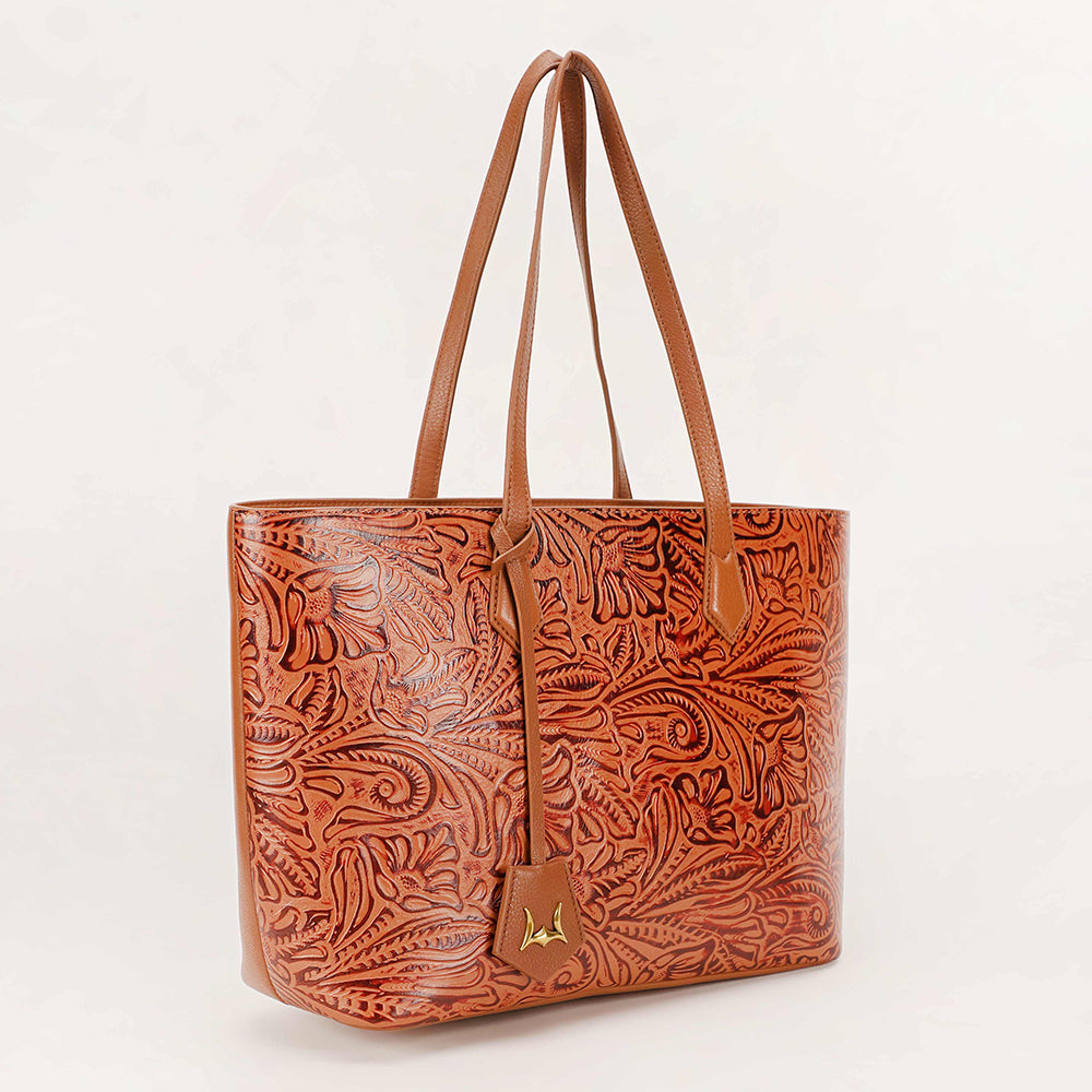 California Poppy Large Bag Brown Floral