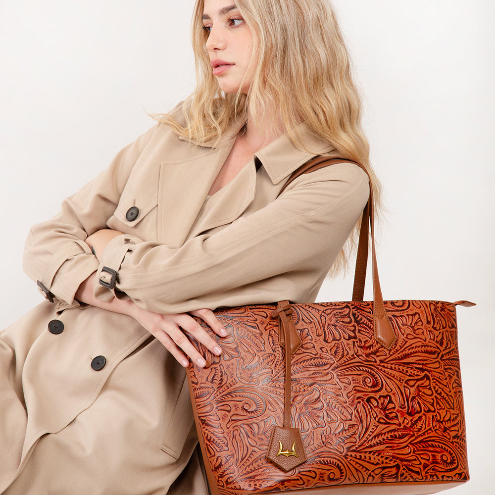 California Poppy Large Bag Brown Floral