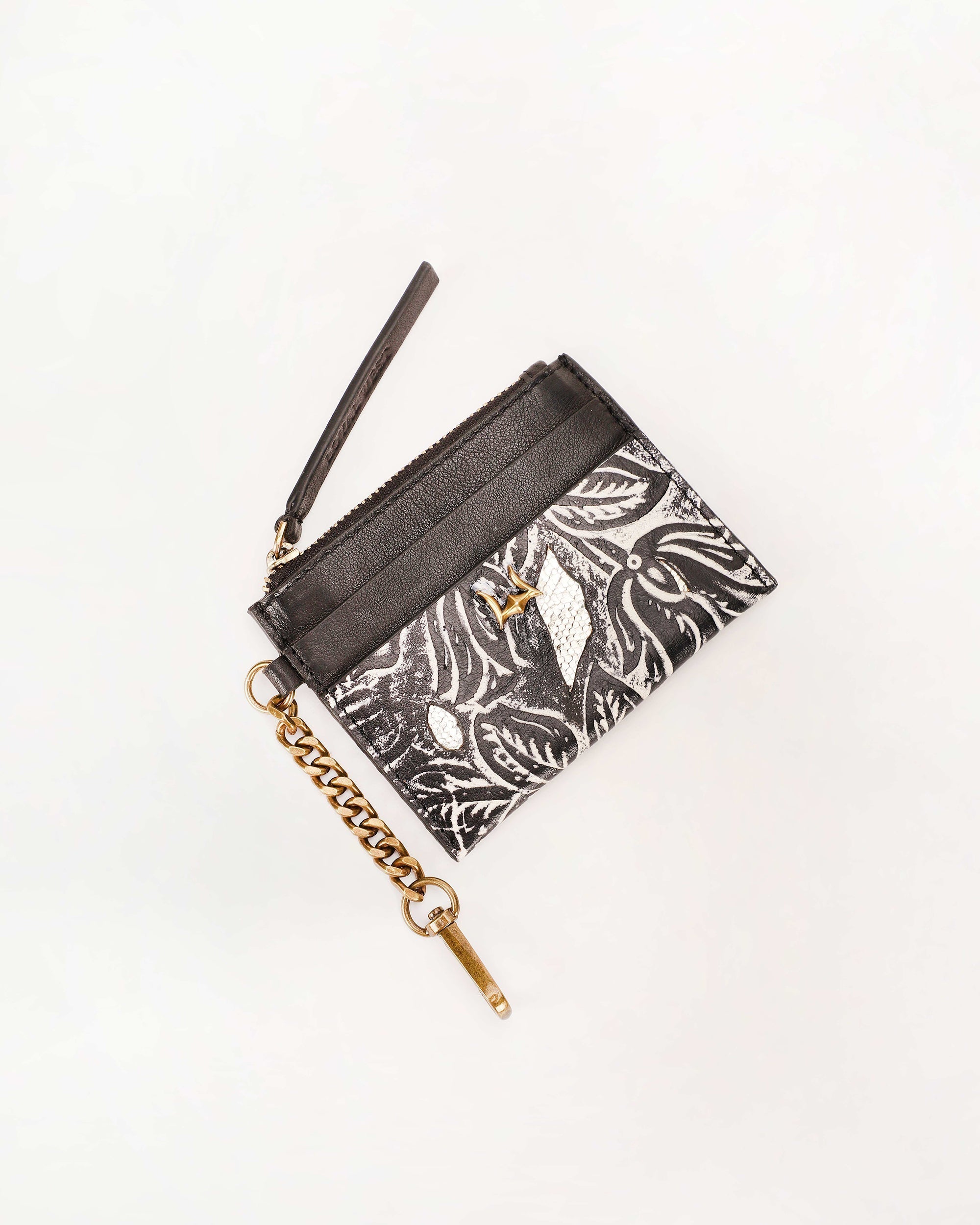 Shell Credit Card Holder Black floral