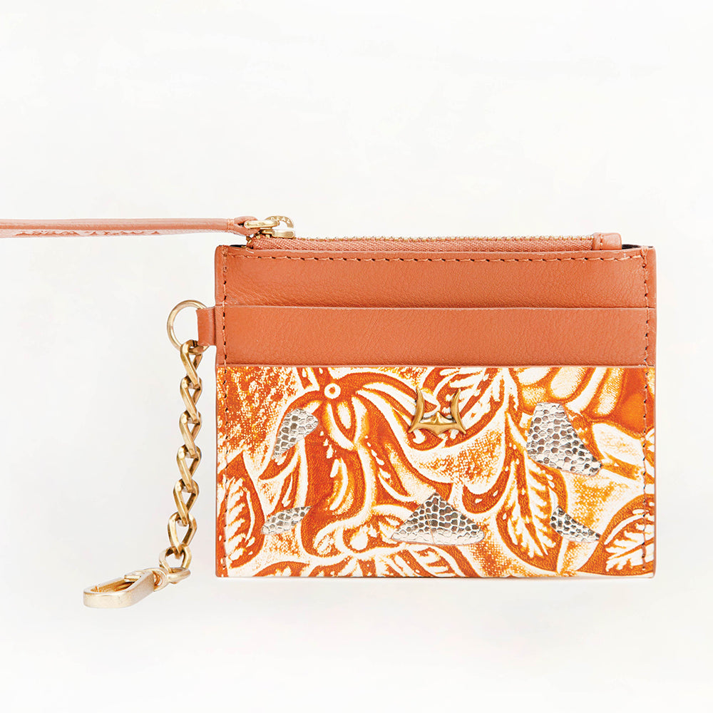 Shell Credit Card Holder Golden floral