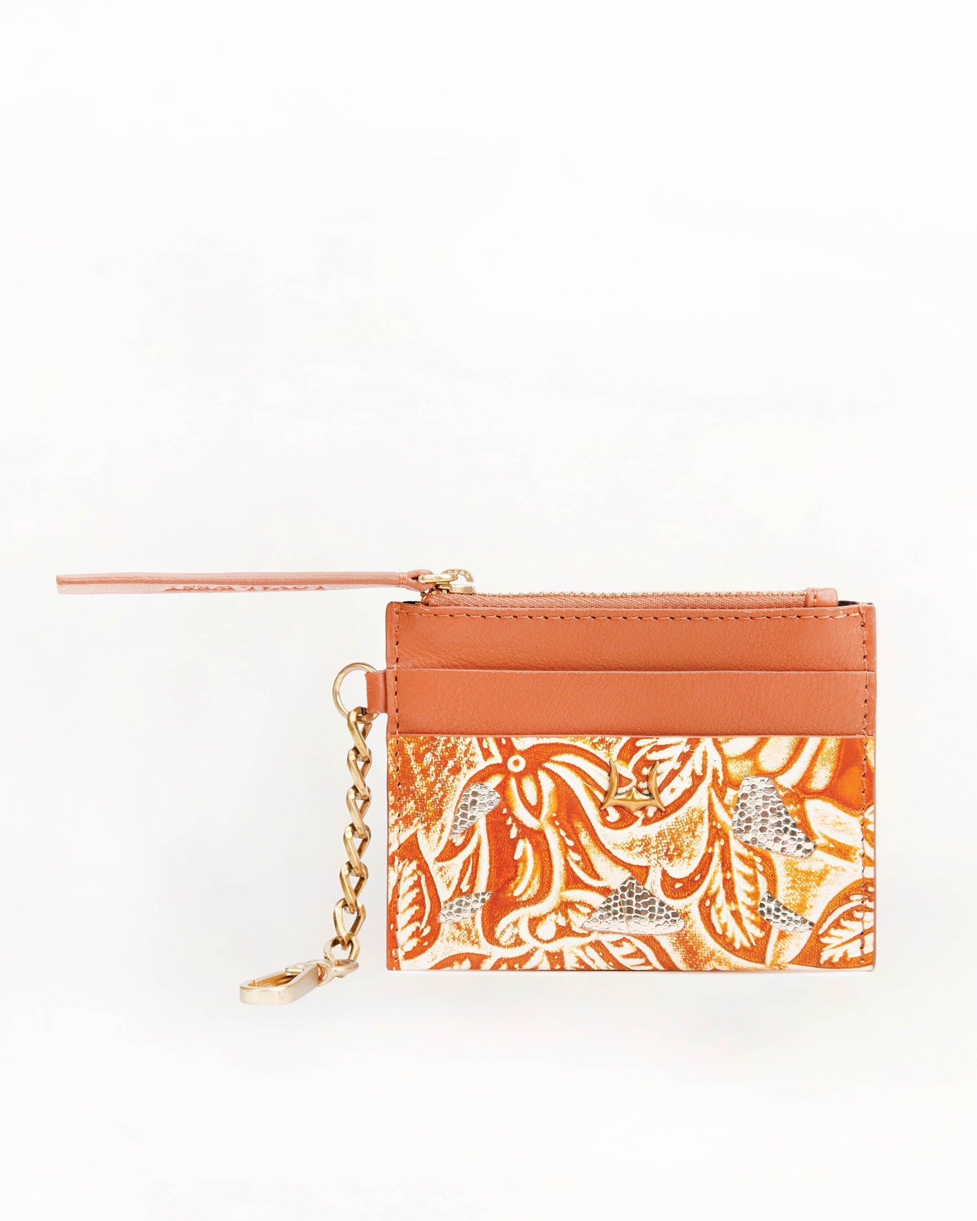 Shell Credit Card Holder Golden floral