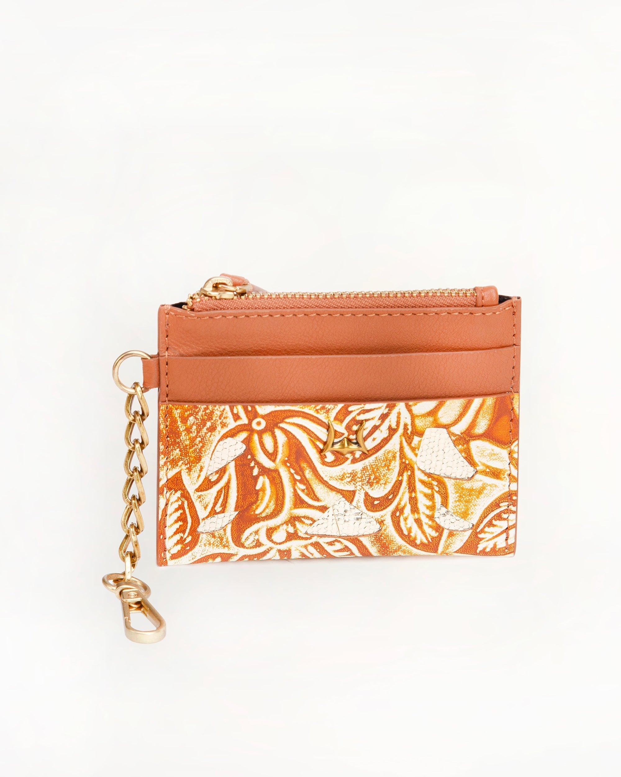 Shell Credit Card Holder Golden floral