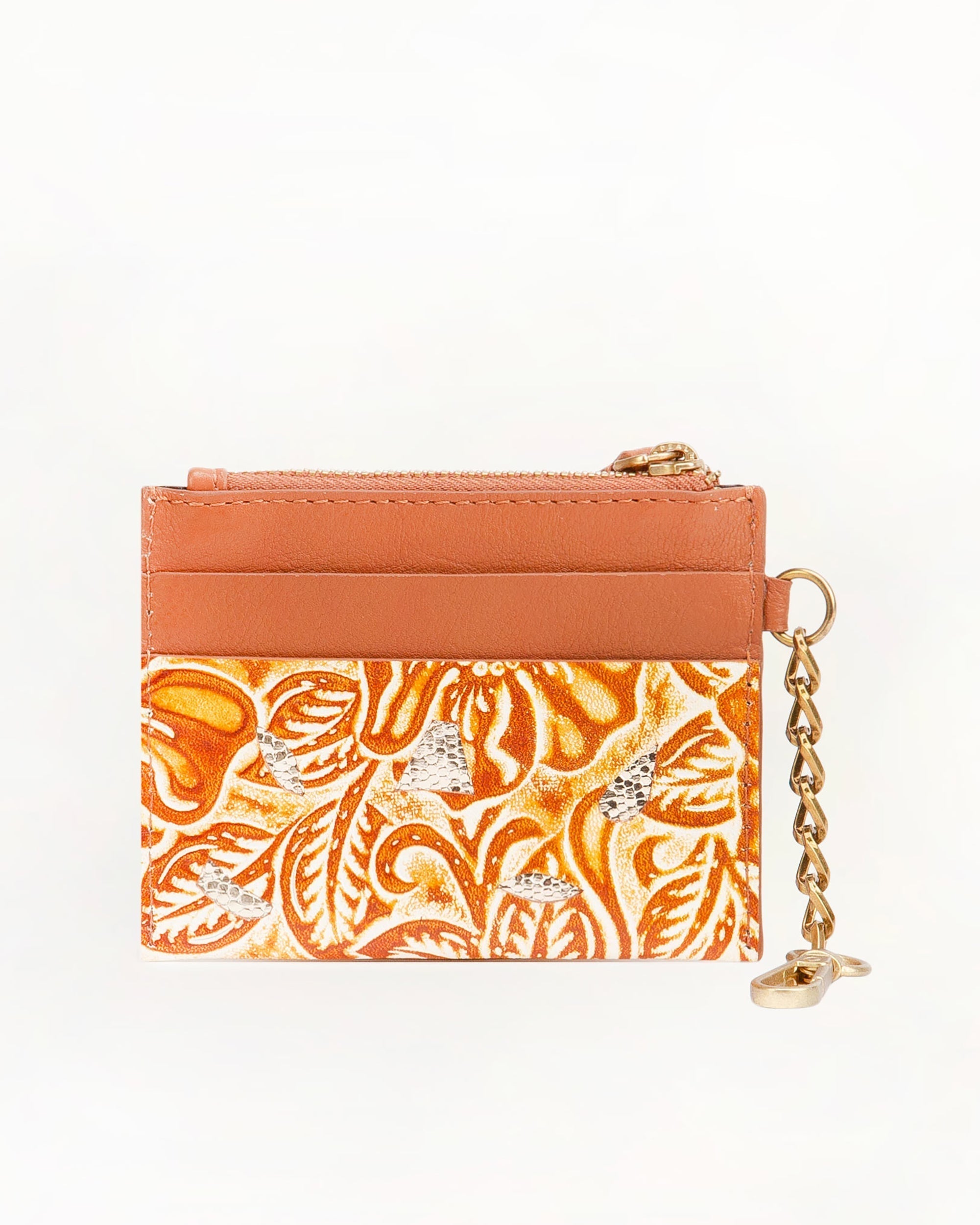 Shell Credit Card Holder Golden floral