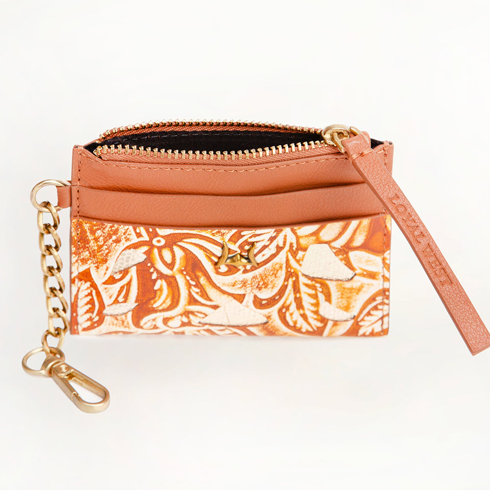 Shell Credit Card Holder Golden floral