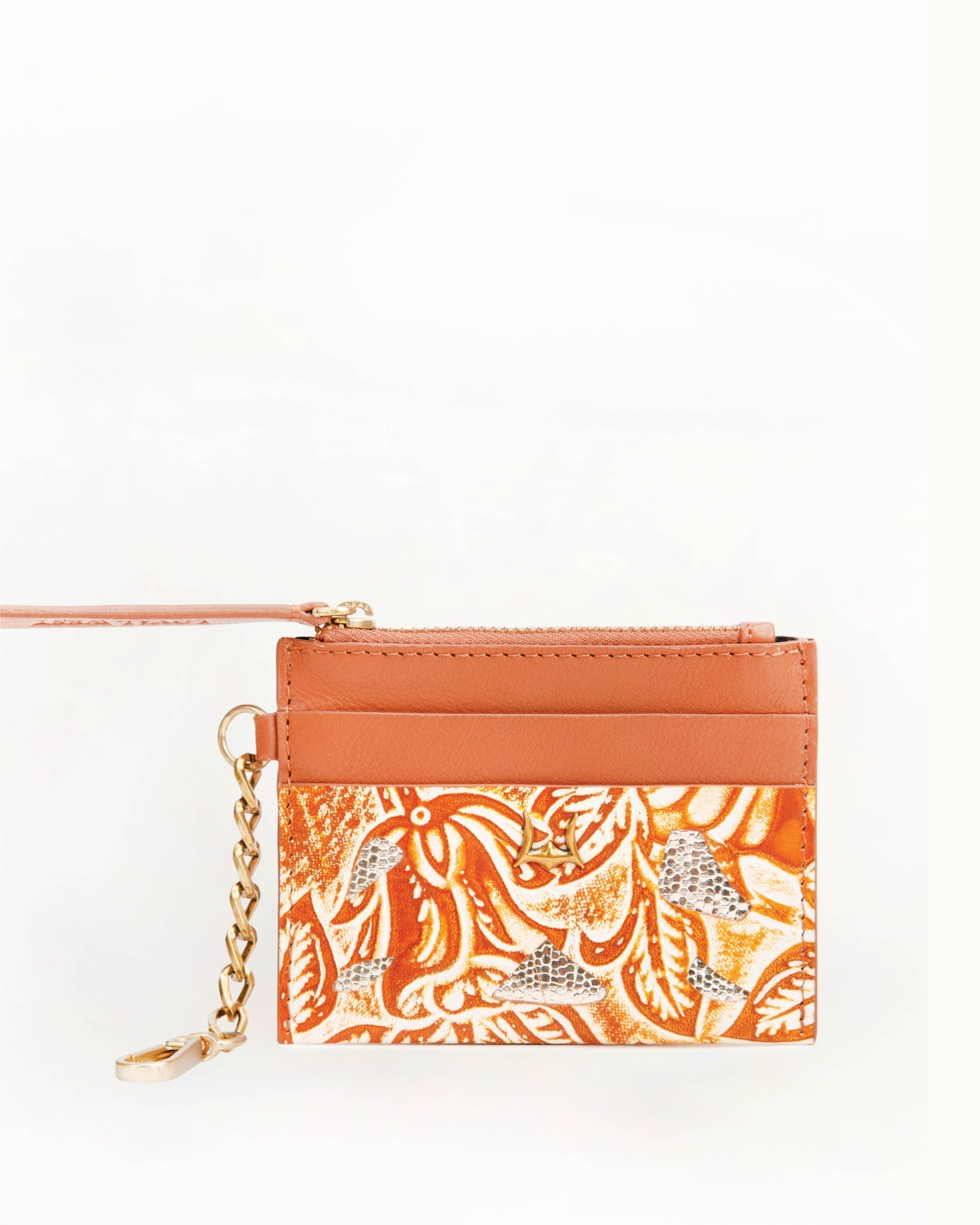 Shell Credit Card Holder Golden floral