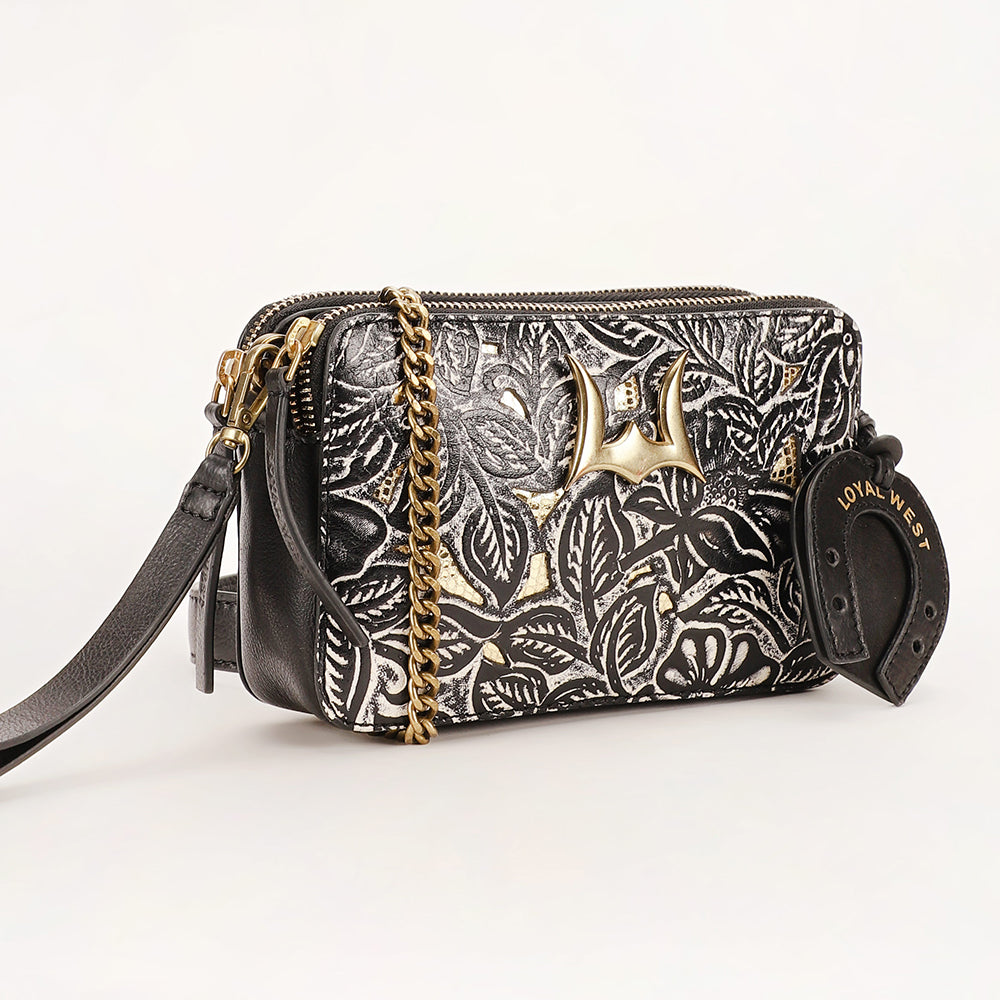 Shell Mini Purse Black Floral