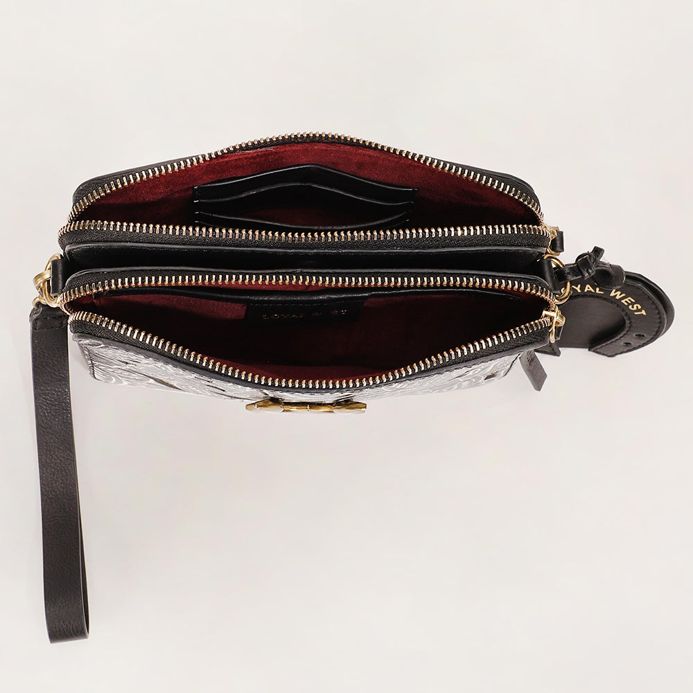 Shell Mini Purse Black Floral