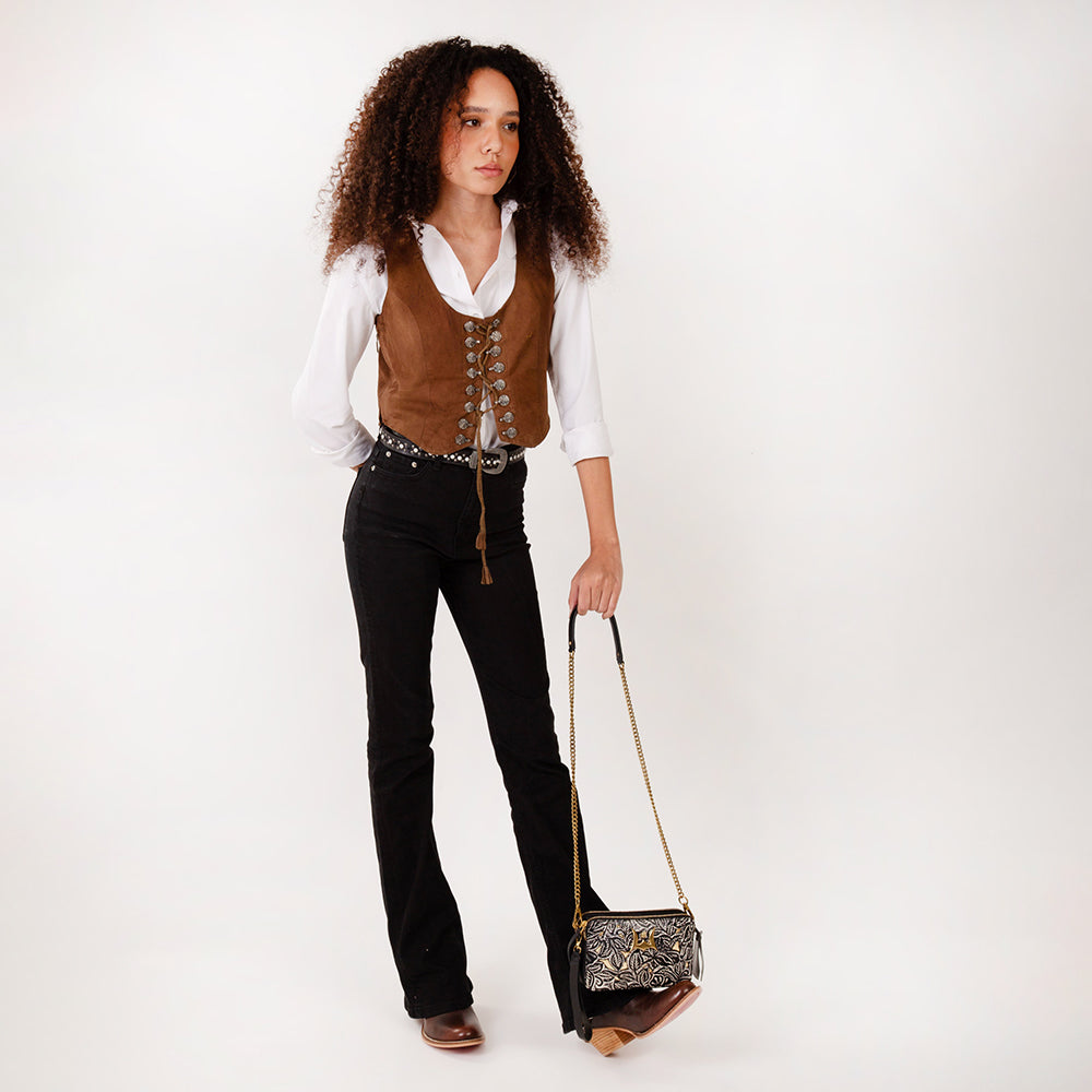 Shell Mini Purse Black Floral