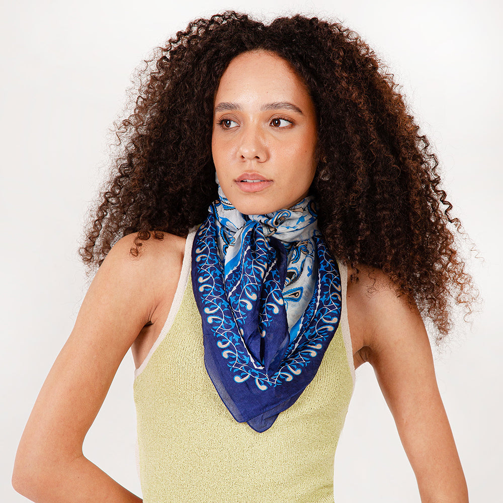 Bandana Canyon Silk Scarves Blue